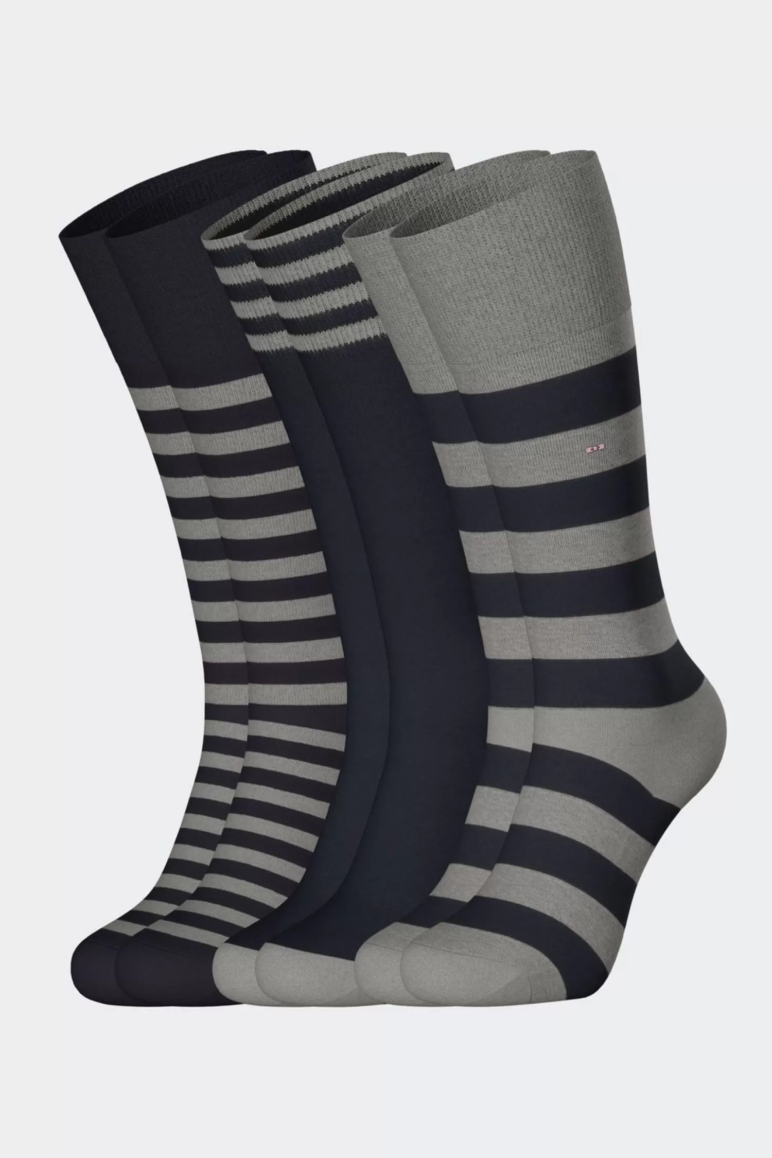 Eden Park Lot De 3 Paires De Chaussettes Cerclees Marine En Coton Stretch-Homme Chaussettes