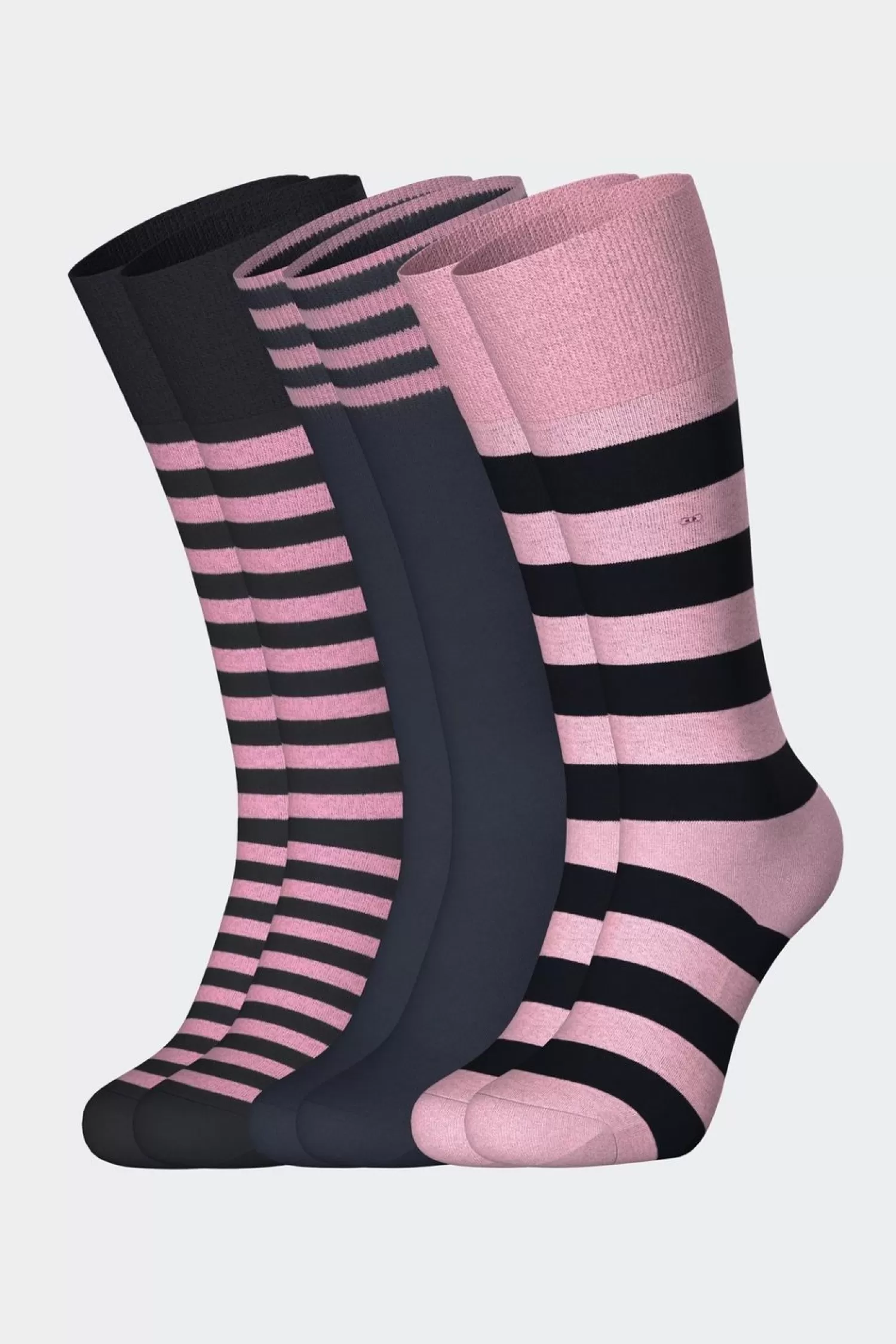 Eden Park Lot De 3 Paires De Chaussettes Cerclees Rose En Coton Stretch-Homme Chaussettes