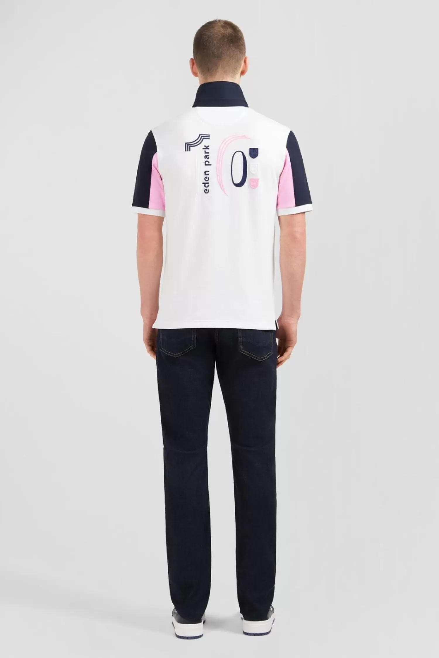 Eden Park Maillot Blanc Colorblock A Broderie N°10 Au Dos-Homme Maillots De Rugby