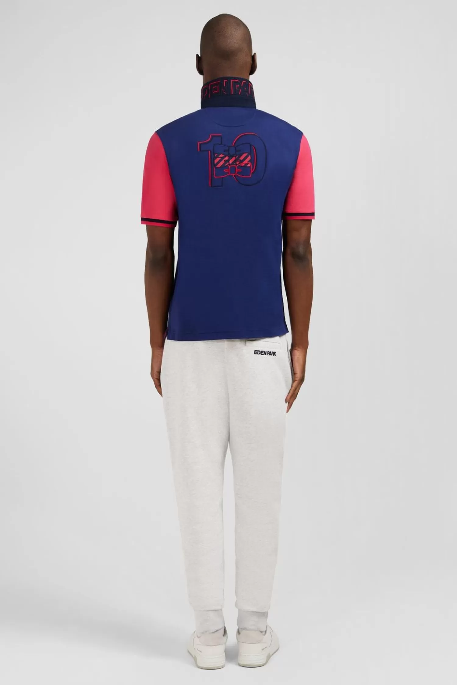 Eden Park Maillot Bleu Colorblock A Broderie N°10 Au Dos-Homme Maillots De Rugby