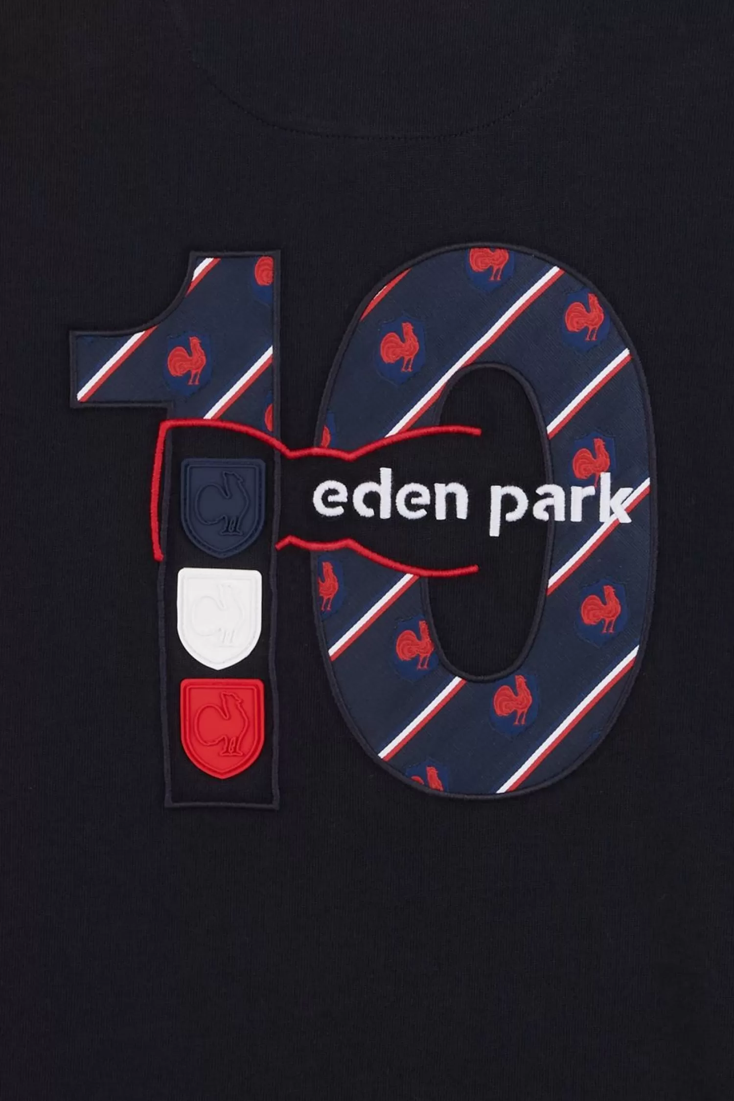 Eden Park Maillot Bleu Fonce Colorblock A Broderie N°10 Au Dos-Homme Maillots De Rugby