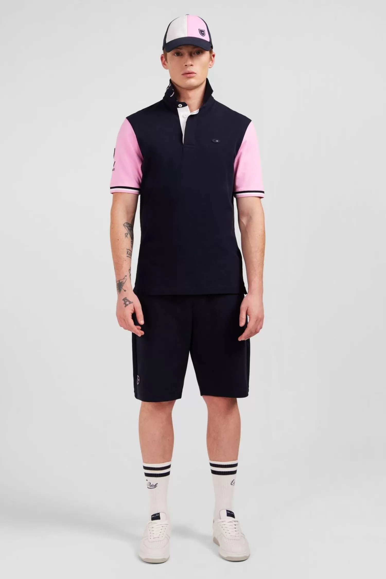 Eden Park Maillot Rose Colorblock A Broderie Coq Au Dos-Homme Maillots De Rugby