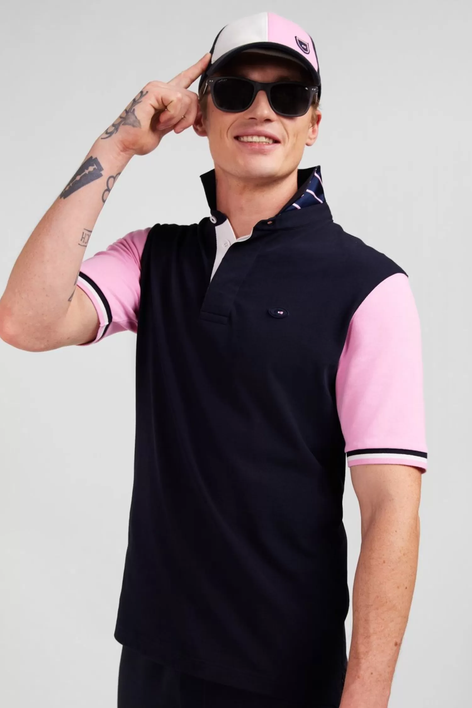 Eden Park Maillot Rose Colorblock A Broderie Coq Au Dos-Homme Maillots De Rugby