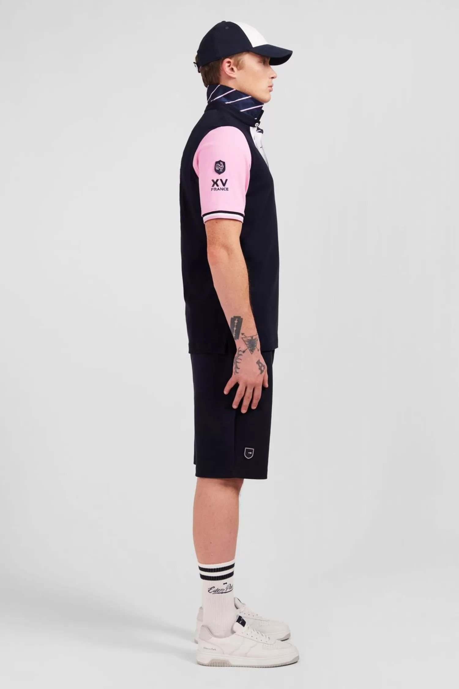 Eden Park Maillot Rose Colorblock A Broderie Coq Au Dos-Homme Maillots De Rugby