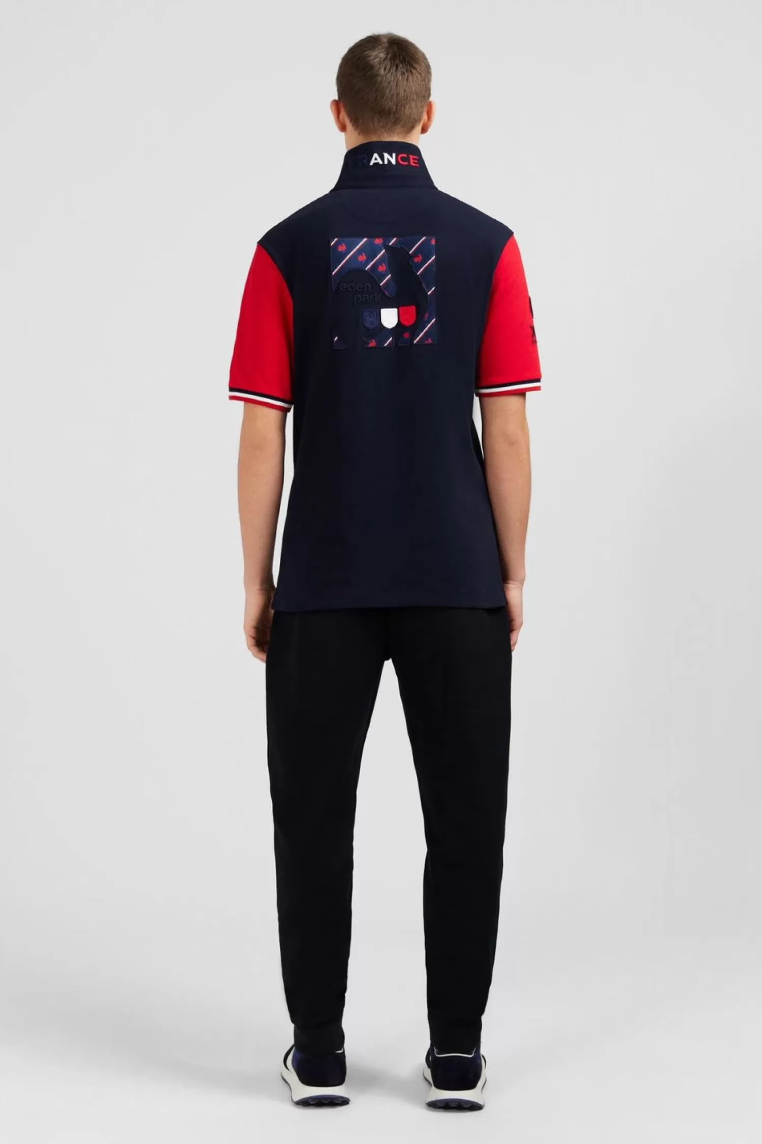 Eden Park Maillot Rouge Colorblock A Broderie Coq Au Dos-Homme Maillots De Rugby