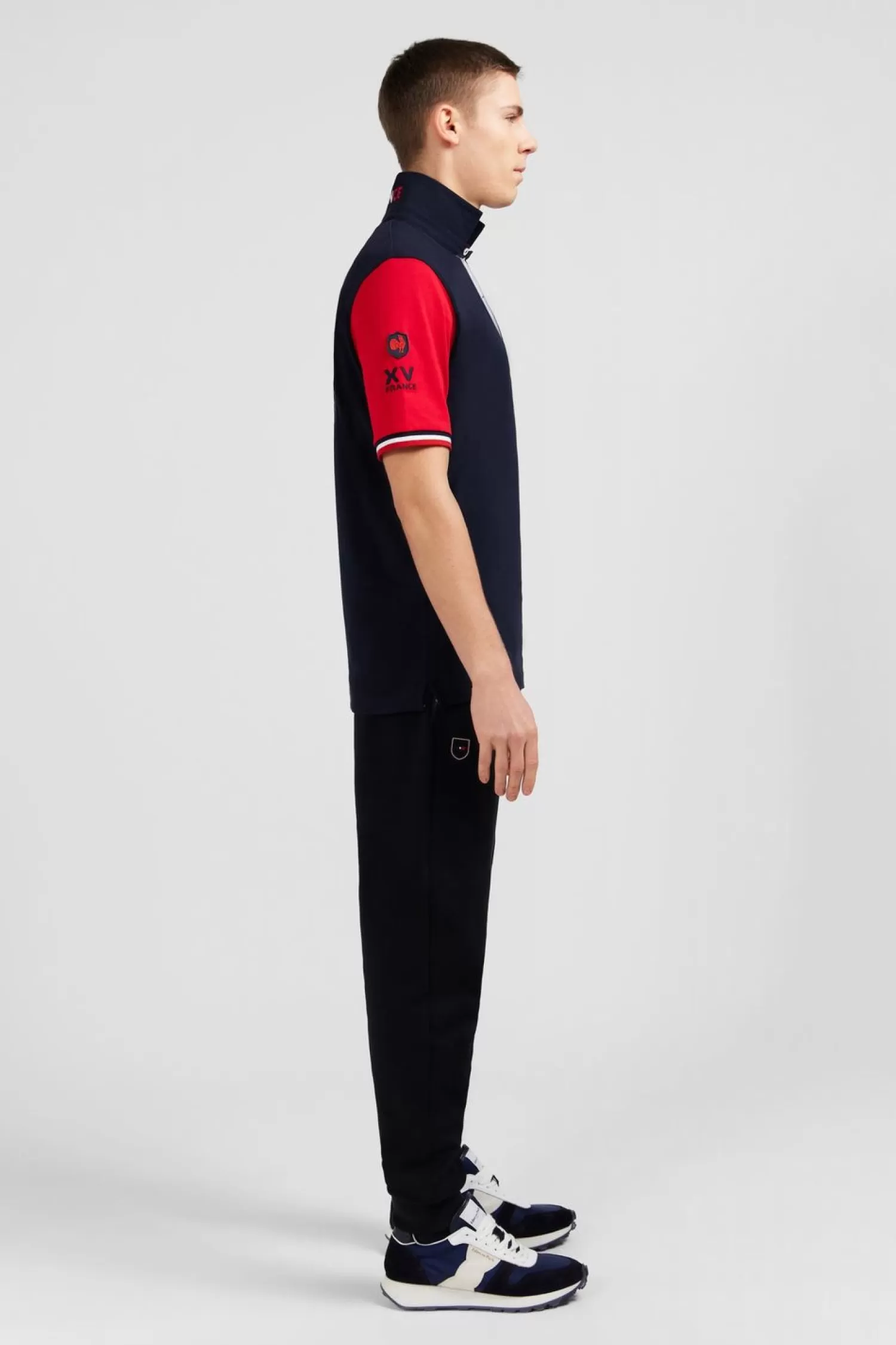 Eden Park Maillot Rouge Colorblock A Broderie Coq Au Dos-Homme Maillots De Rugby