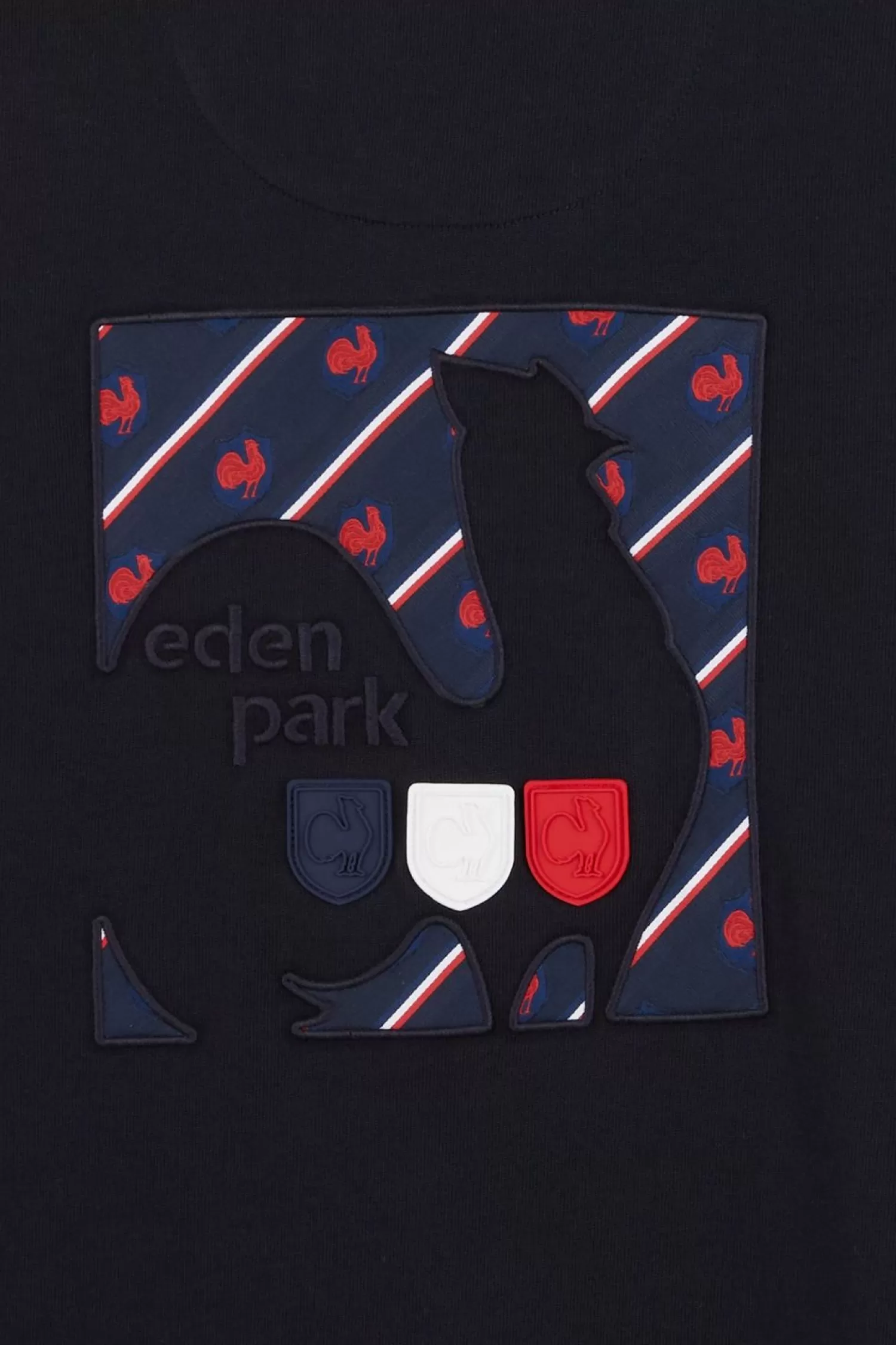 Eden Park Maillot Rouge Colorblock A Broderie Coq Au Dos-Homme Maillots De Rugby