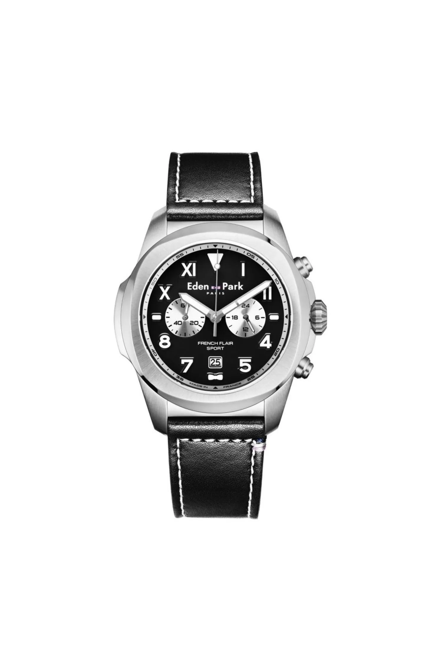 Eden Park Montre A Quartz Chronographe En Cuir Noir-Homme Montre