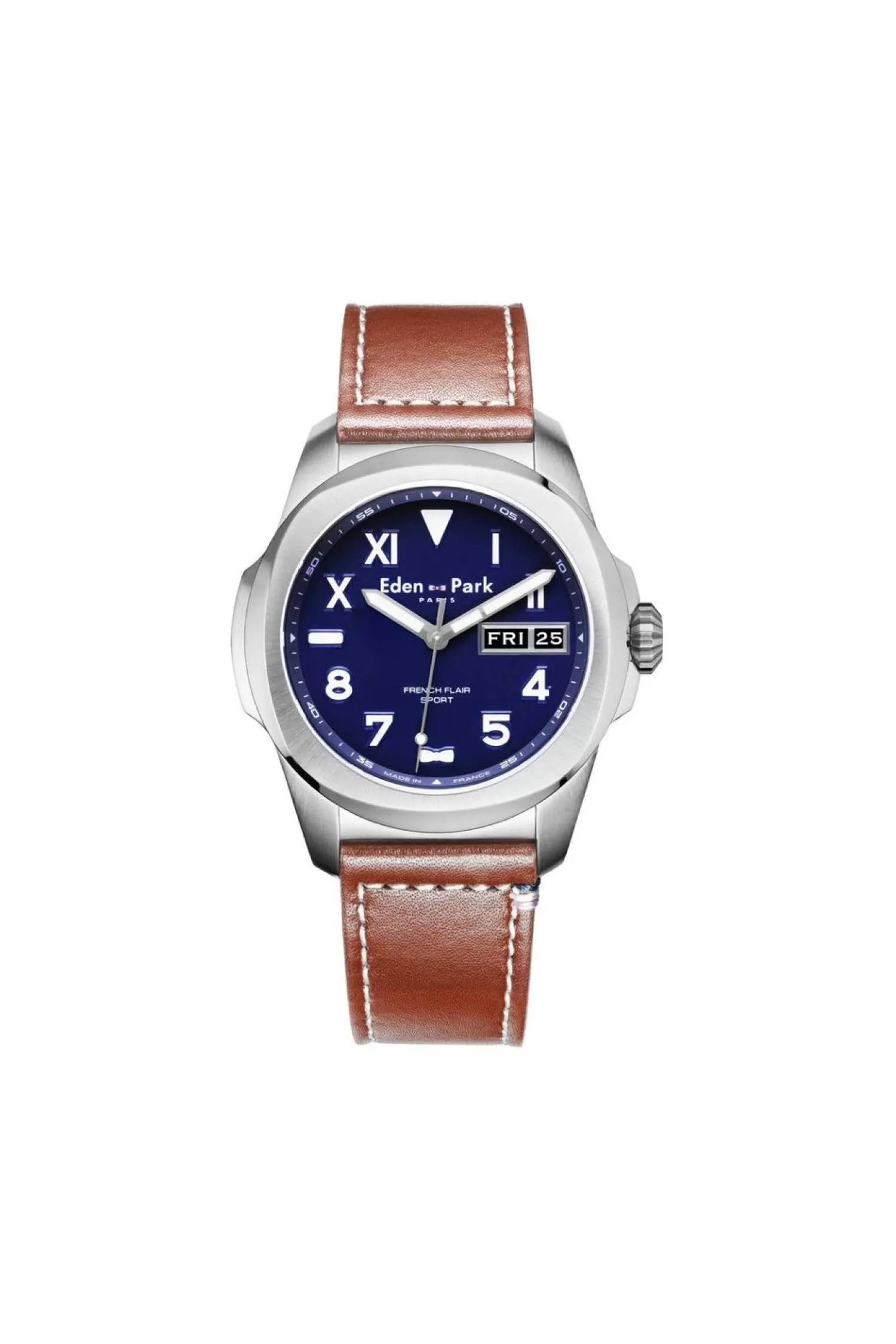 Eden Park Montre A Quartz En Cuir Marron-Homme Montre