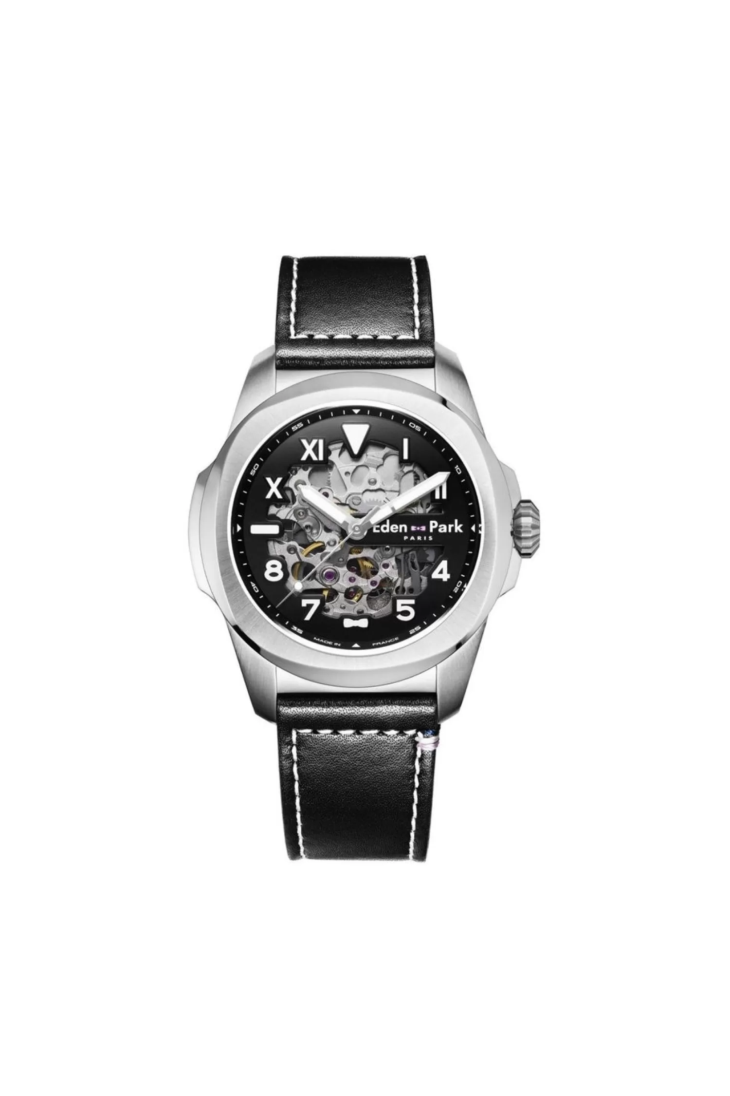 Eden Park Montre Automatique Skeleton En Cuir Noir-Homme Montre