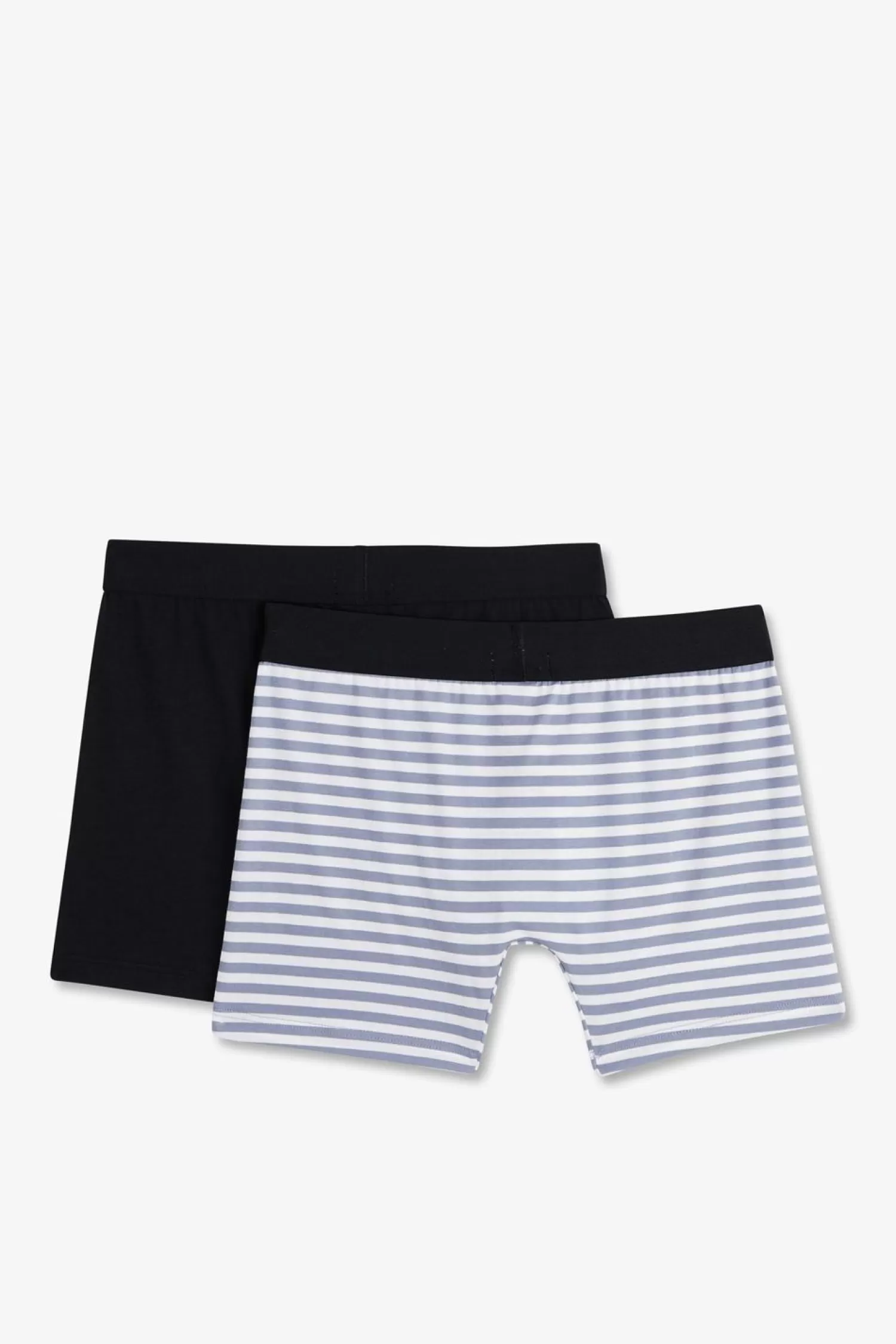 Eden Park Pack De 2 Boxers Blanc Rayures Bleu Ciel Et Uni Bleu Fonce-Homme Sous-Vêtements