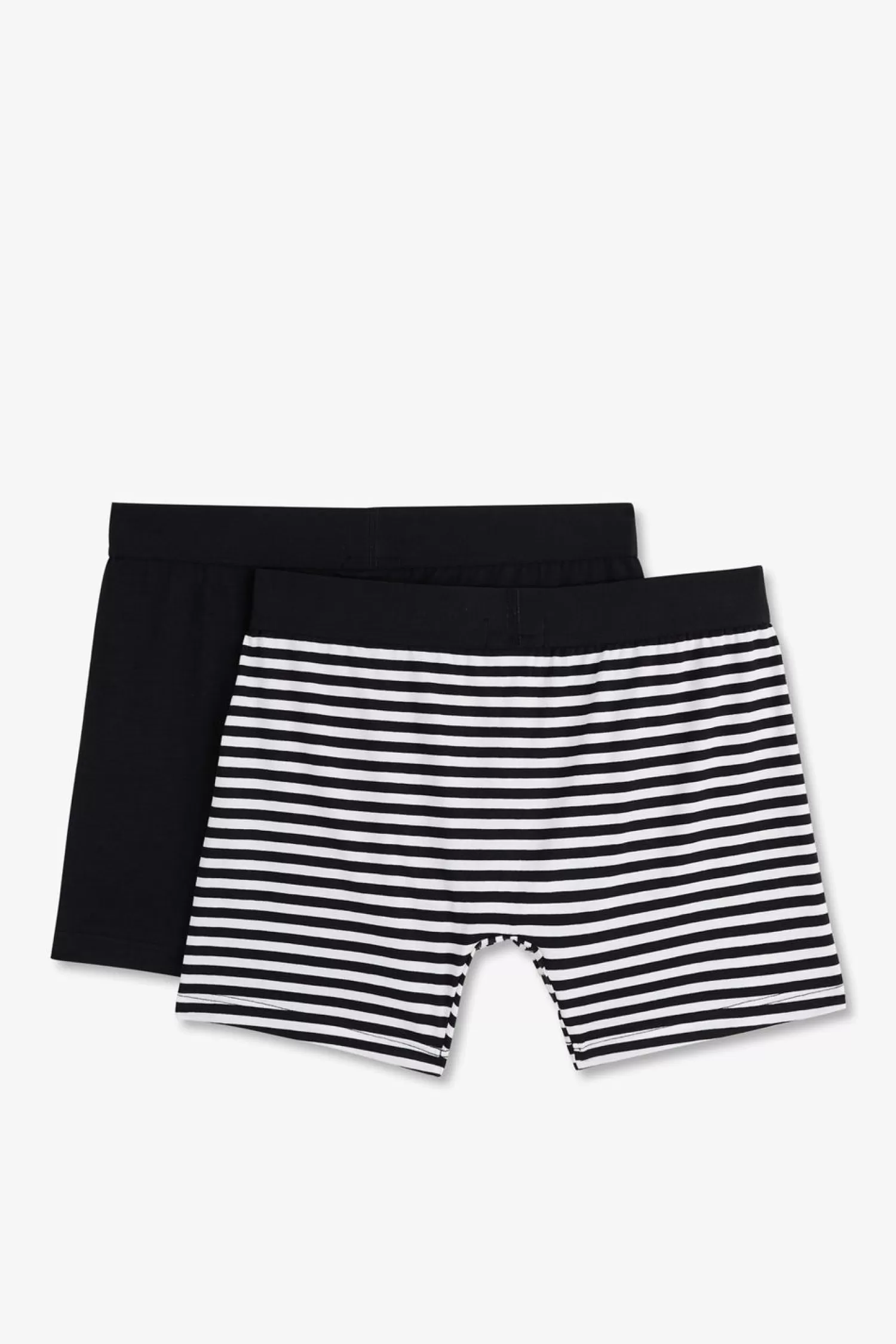 Eden Park Pack De 2 Boxers Blanc Rayures Bleu Marine Et Uni Bleu Fonce-Homme Sous-Vêtements