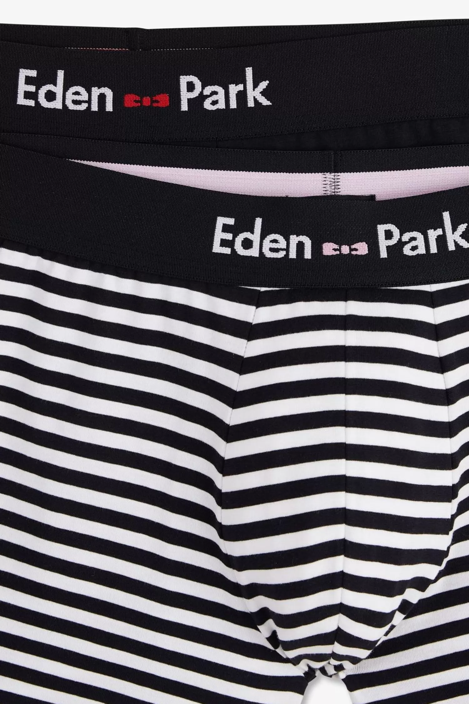 Eden Park Pack De 2 Boxers Blanc Rayures Bleu Marine Et Uni Bleu Fonce-Homme Sous-Vêtements
