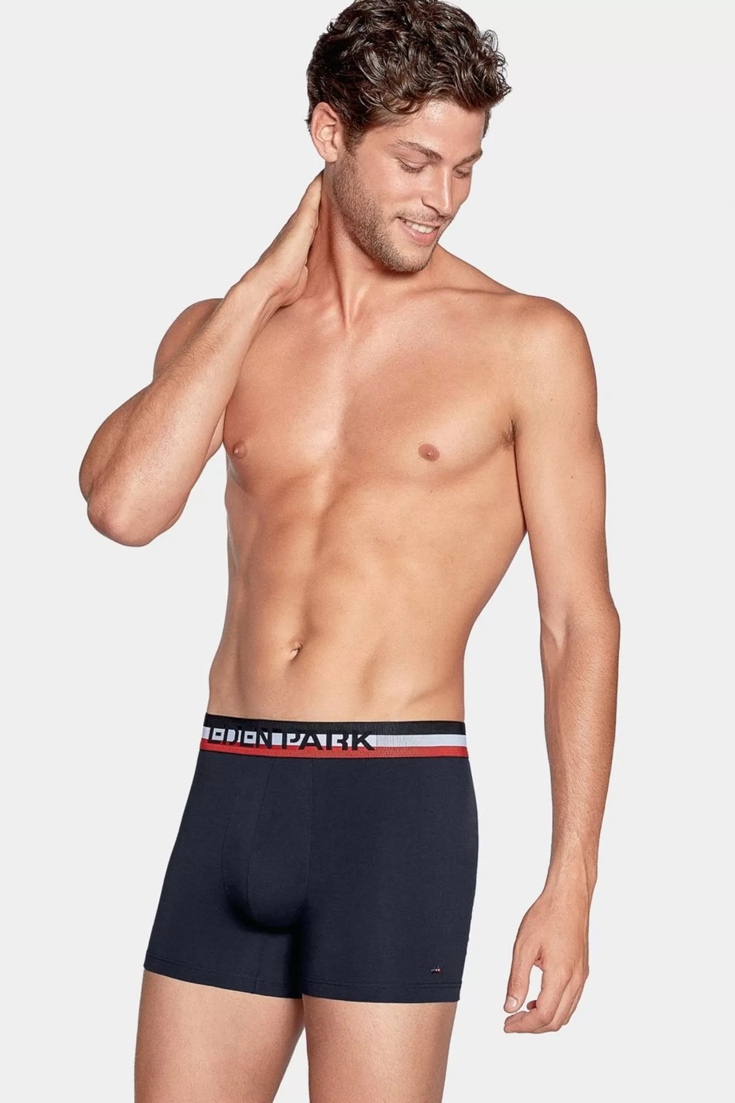 Eden Park Pack De 2 Boxers Bleu Ciel Et Bleu Uni Ceinture Contrastante-Homme Sous-Vêtements