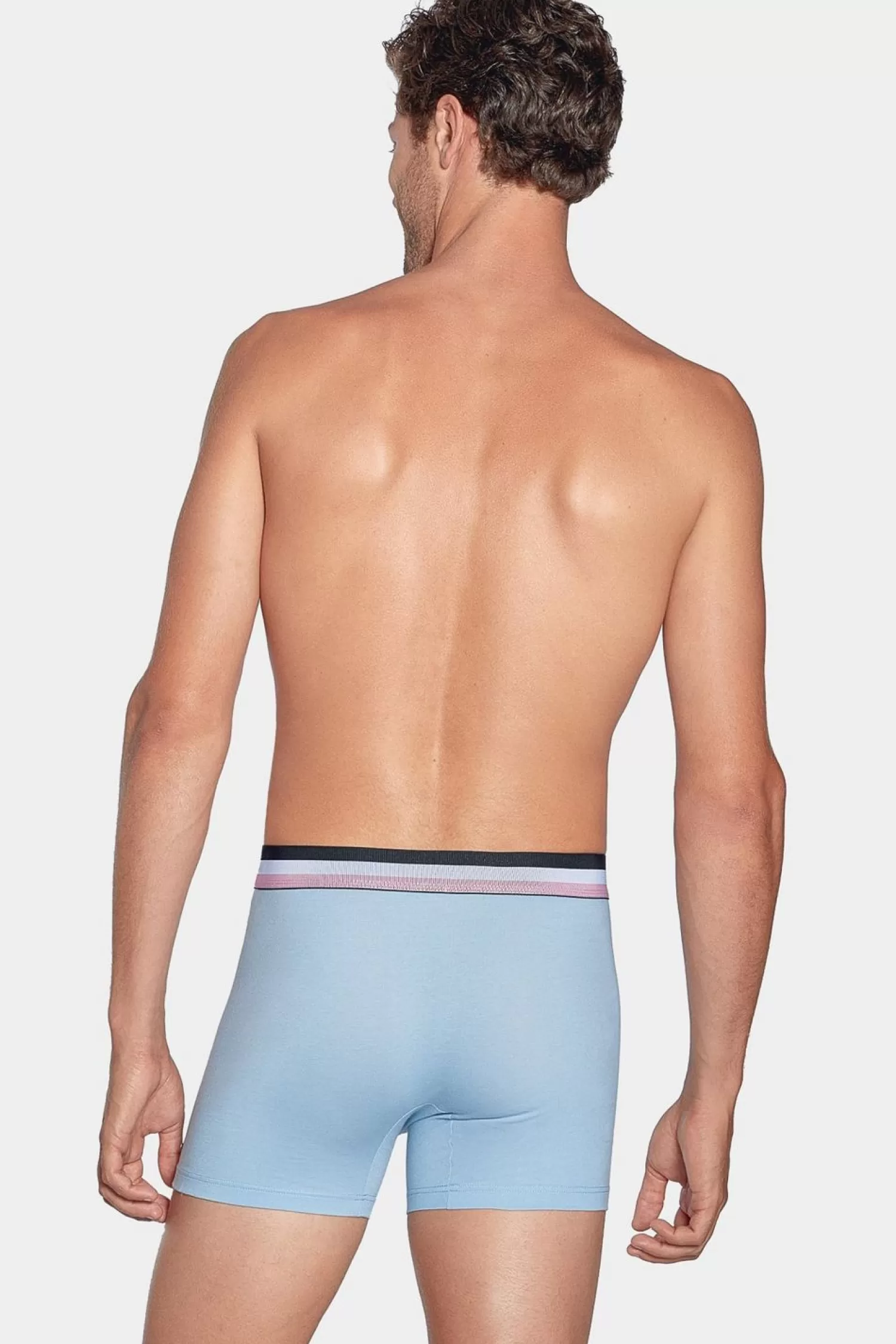 Eden Park Pack De 2 Boxers Bleu Ciel Et Bleu Uni Ceinture Contrastante-Homme Sous-Vêtements