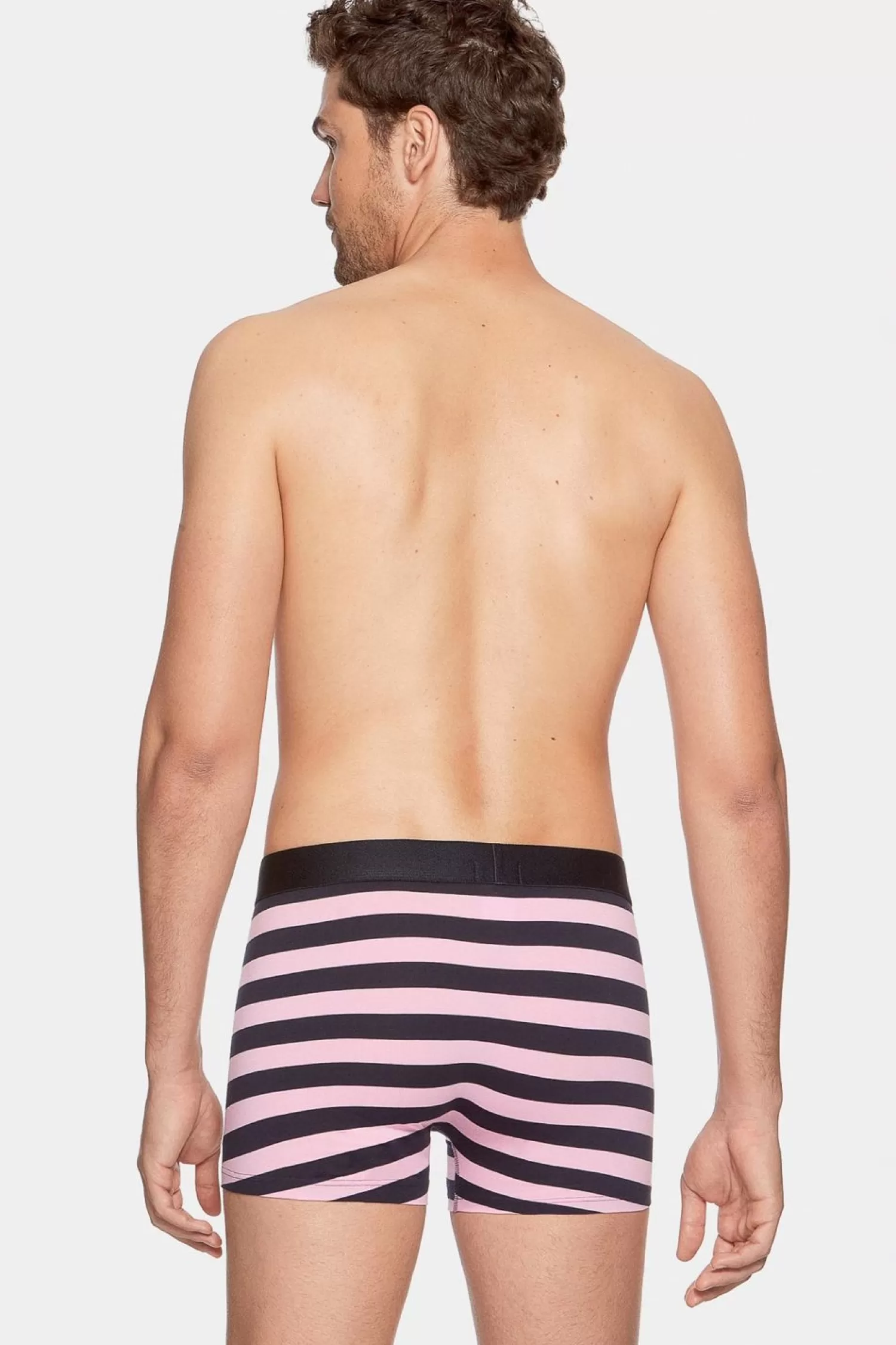 Eden Park Pack De 2 Boxers Bleu Marine Rayures Rose Et Uni-Homme Sous-Vêtements