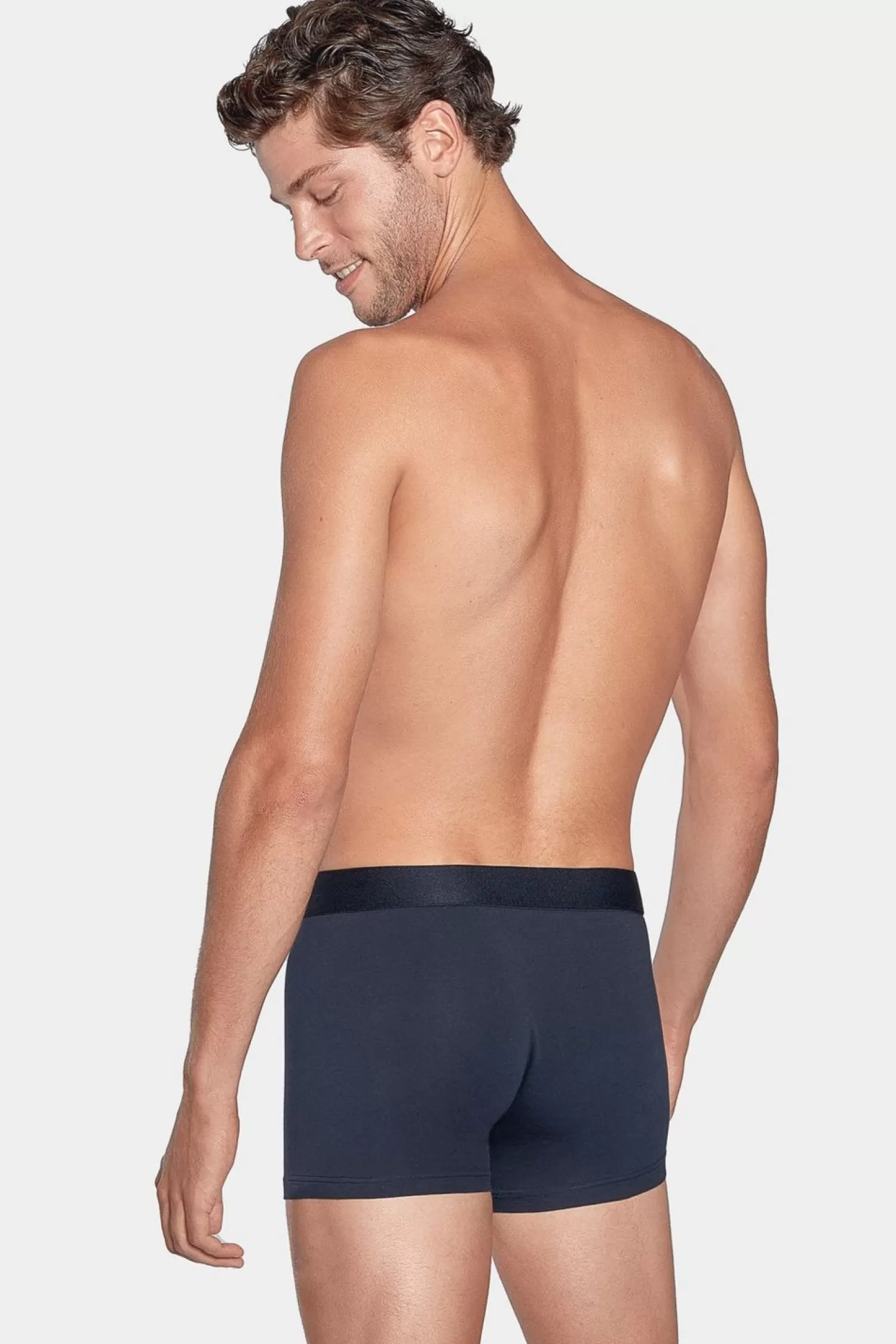 Eden Park Pack De 2 Boxers Bleu Marine Rayures Rose Et Uni-Homme Sous-Vêtements