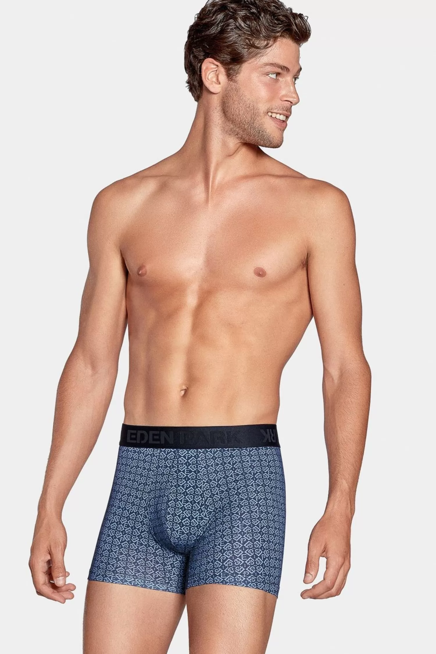 Eden Park Pack De 2 Boxers Bleu Uni Et Micro-Motifs Ep-Homme Sous-Vêtements