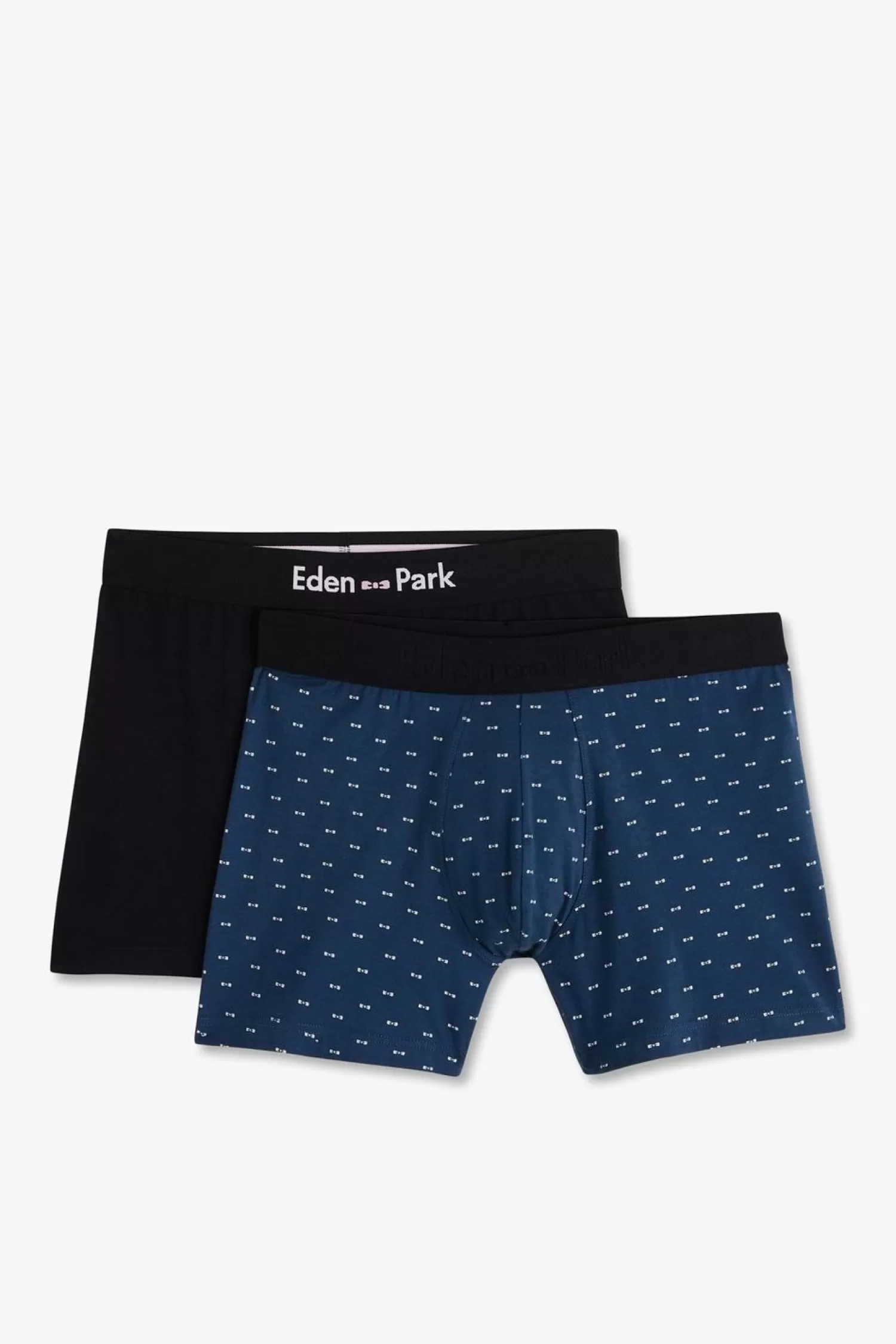 Eden Park Pack De 2 Boxers Bleu Uni Et Noeuds Papillon-Homme Sous-Vêtements