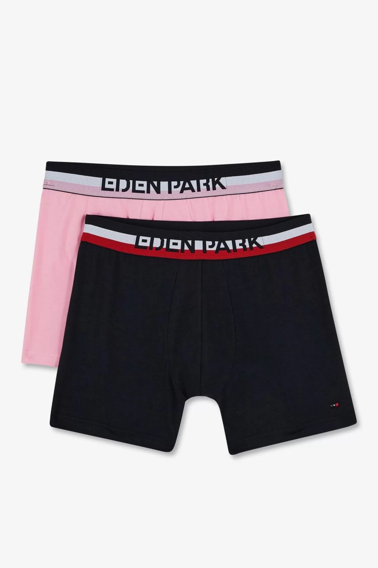Eden Park Pack De 2 Boxers Rose Et Bleu Uni Ceinture Contrastante-Homme Sous-Vêtements