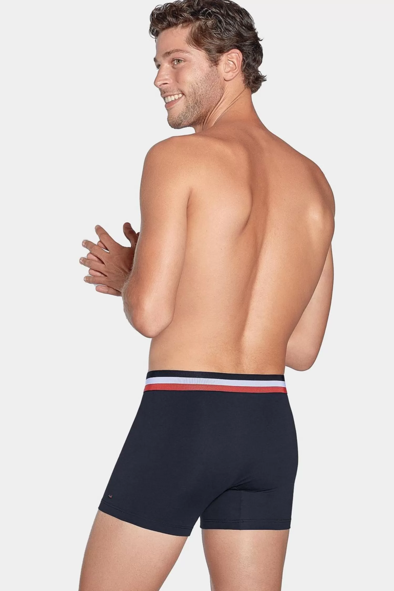 Eden Park Pack De 2 Boxers Rose Et Bleu Uni Ceinture Contrastante-Homme Sous-Vêtements