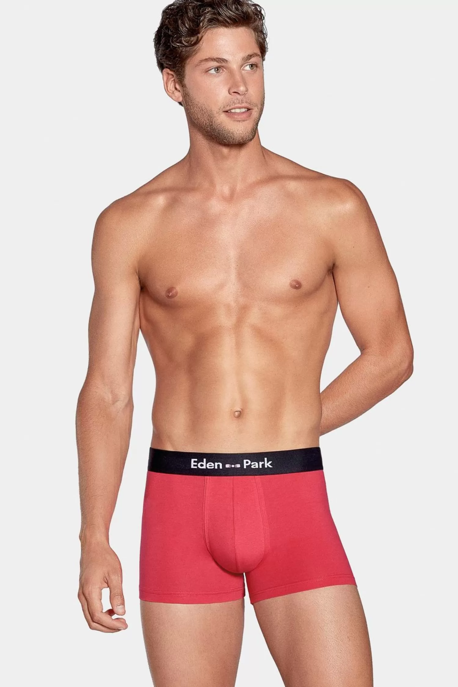 Eden Park Pack De 2 Boxers Uni Rouge Et Noir-Homme Sous-Vêtements