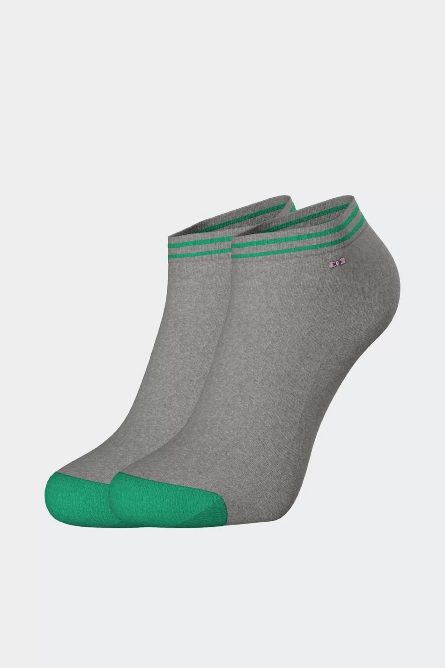 Eden Park Paire De Chaussettes Basses Blanches A Bords Verts En Coton Stretch-Homme Chaussettes