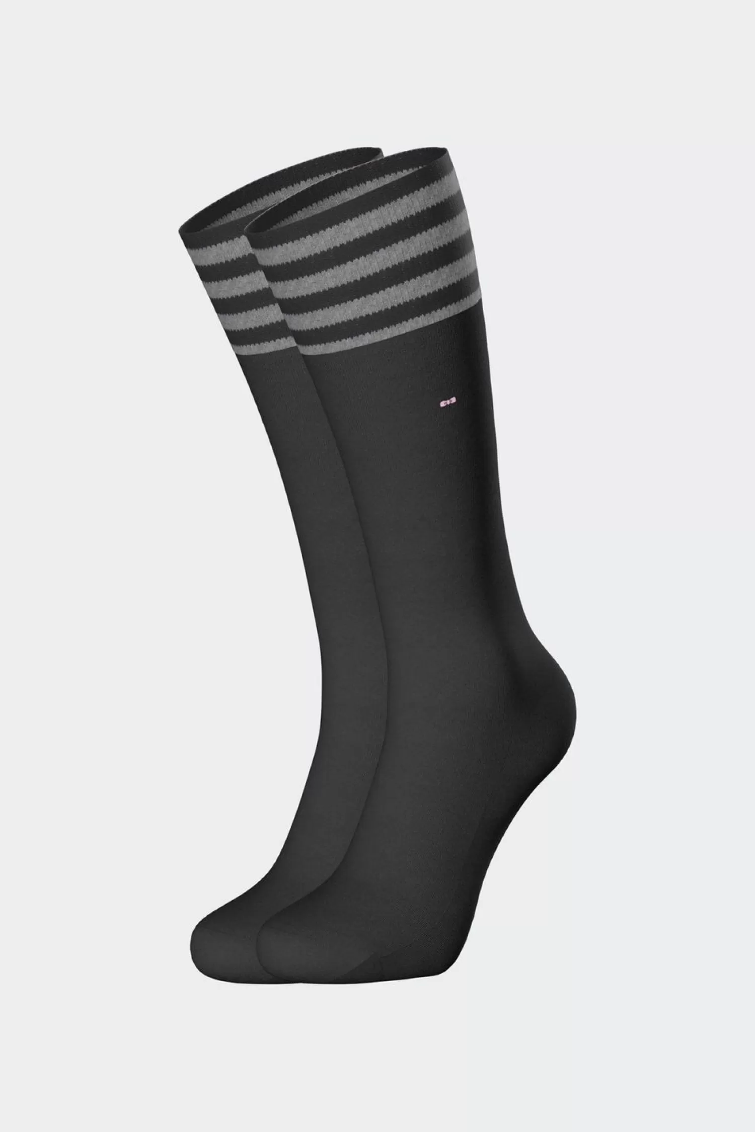 Eden Park Paire De Chaussettes Noires A Bords Rayes En Coton Stretch-Homme Chaussettes