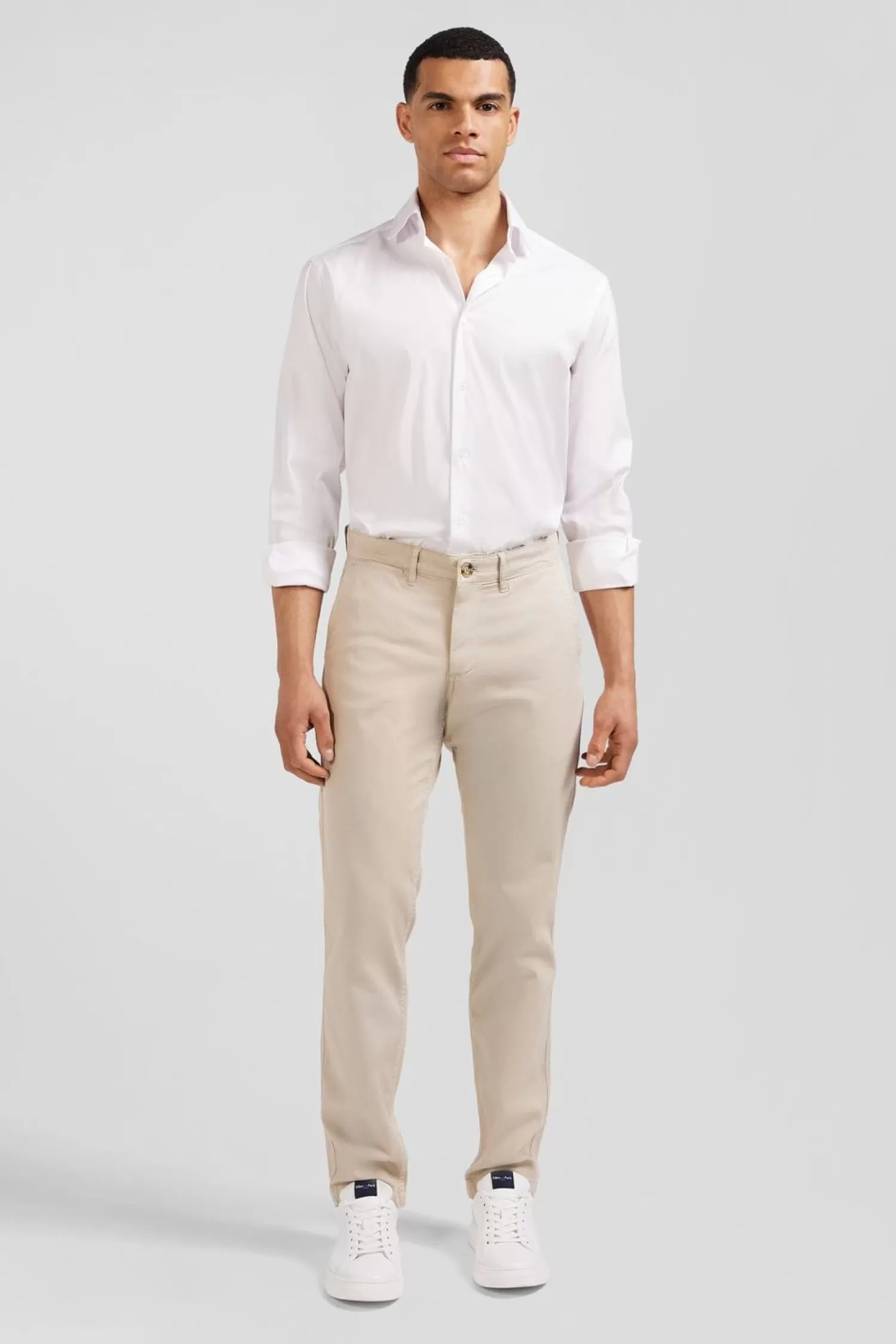 Eden Park Pantalon Chino Sans Plis Beige-Homme Pantalons