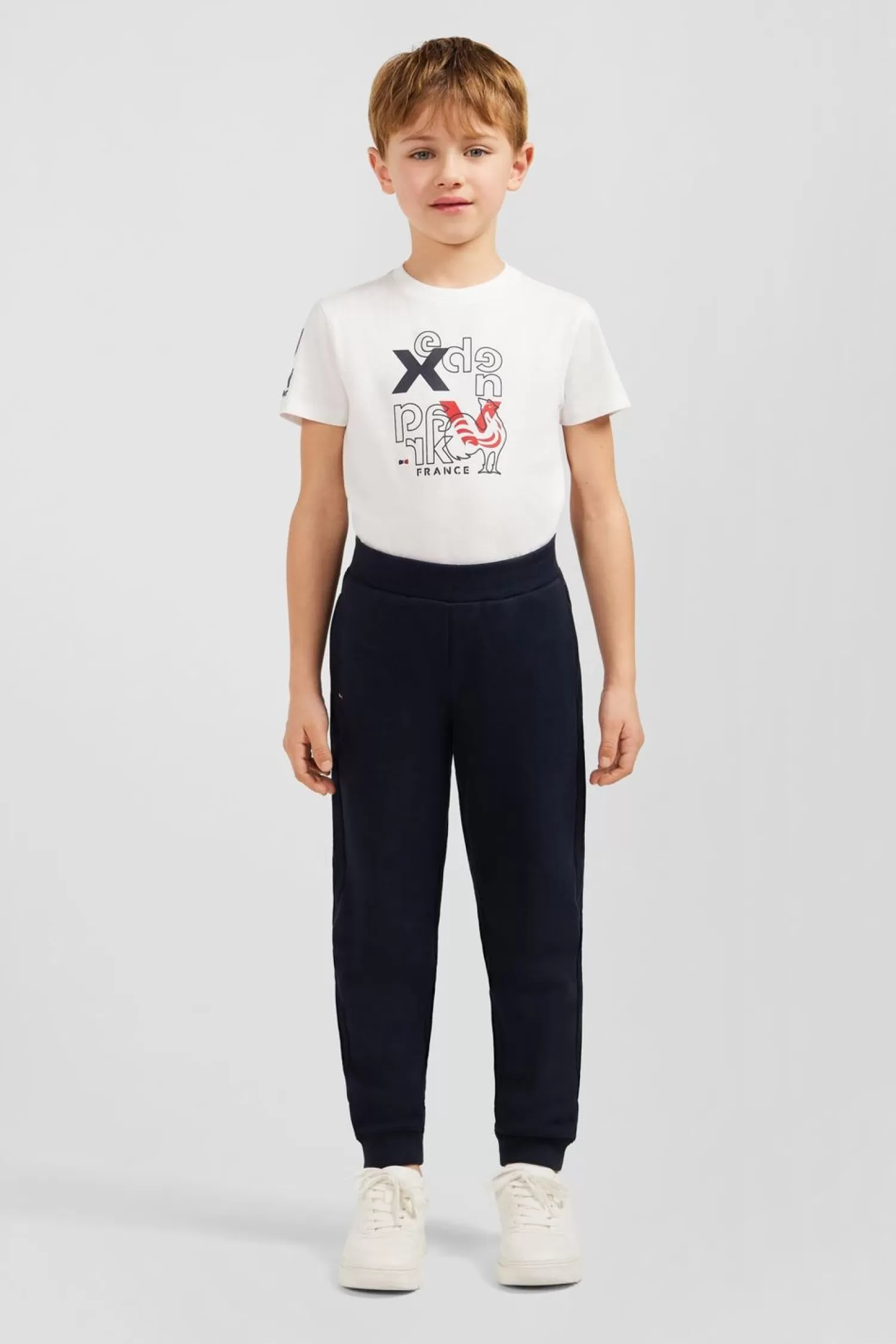 Eden Park Pantalon Jogging Marine En Molleton Coton-Enfant Enfant