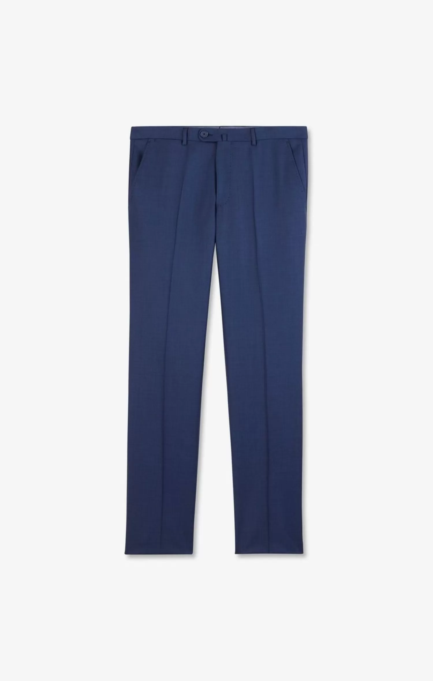 Eden Park Pantalon Regular Bleu En Laine A Plis Casses-Homme Pantalons