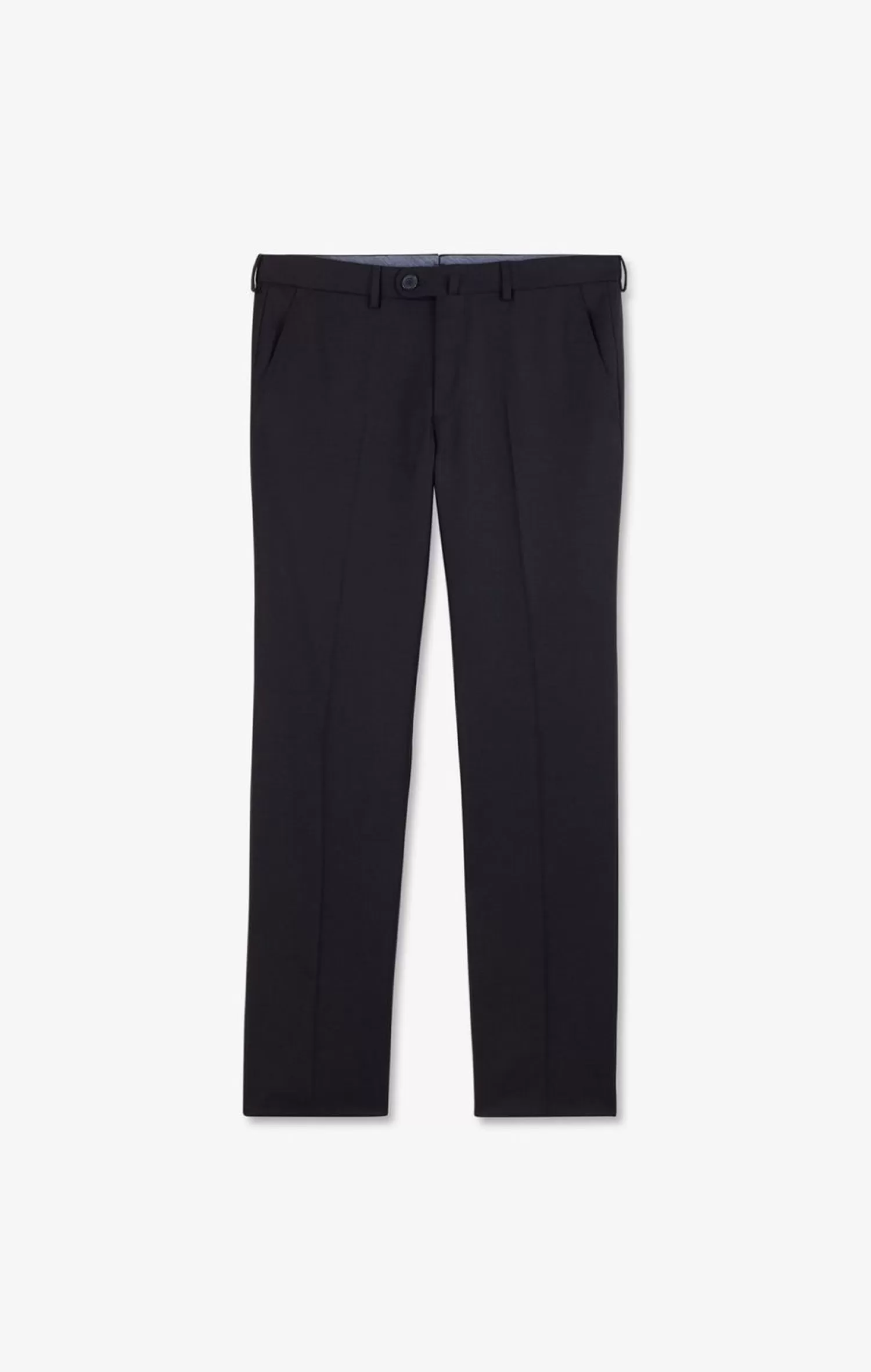 Eden Park Pantalon Regular Bleu Fonce En Laine A Plis Casses-Homme Pantalons