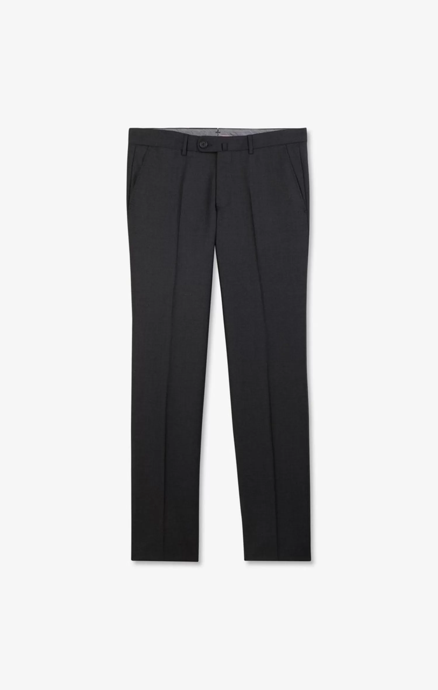 Eden Park Pantalon Regular Gris Fonce En Laine A Plis Casses-Homme Pantalons