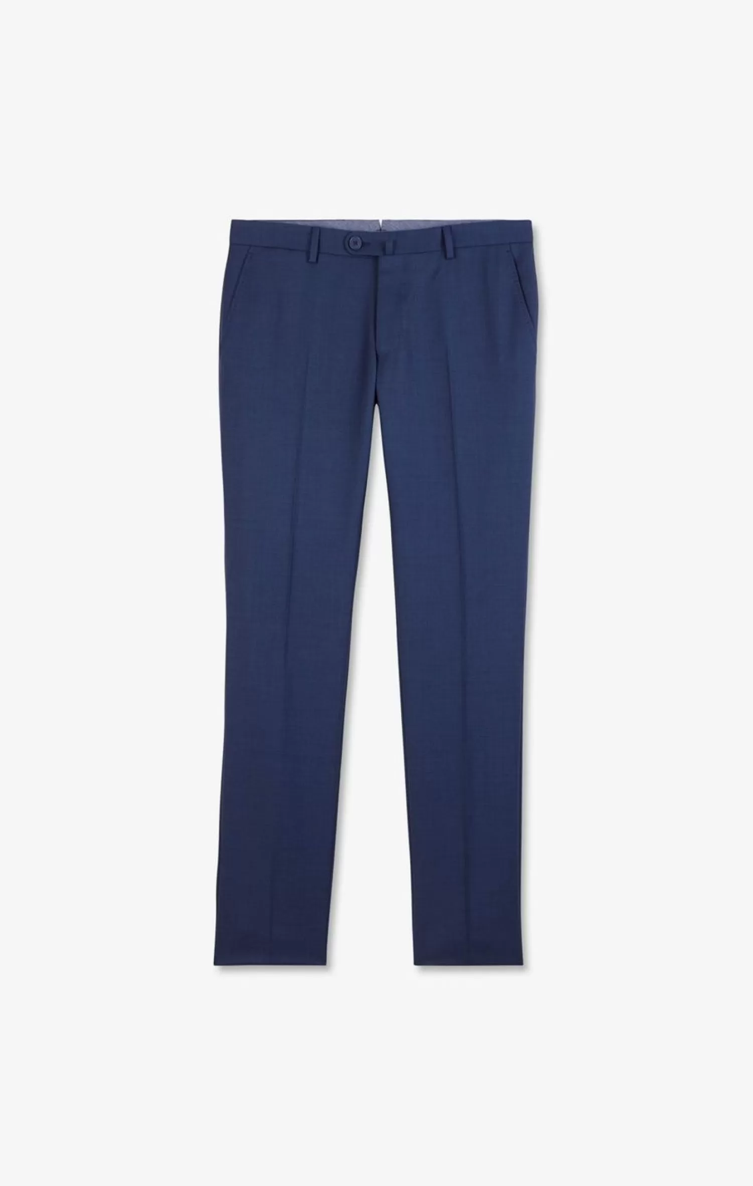 Eden Park Pantalon Slim Bleu En Laine A Plis Casses-Homme Pantalons