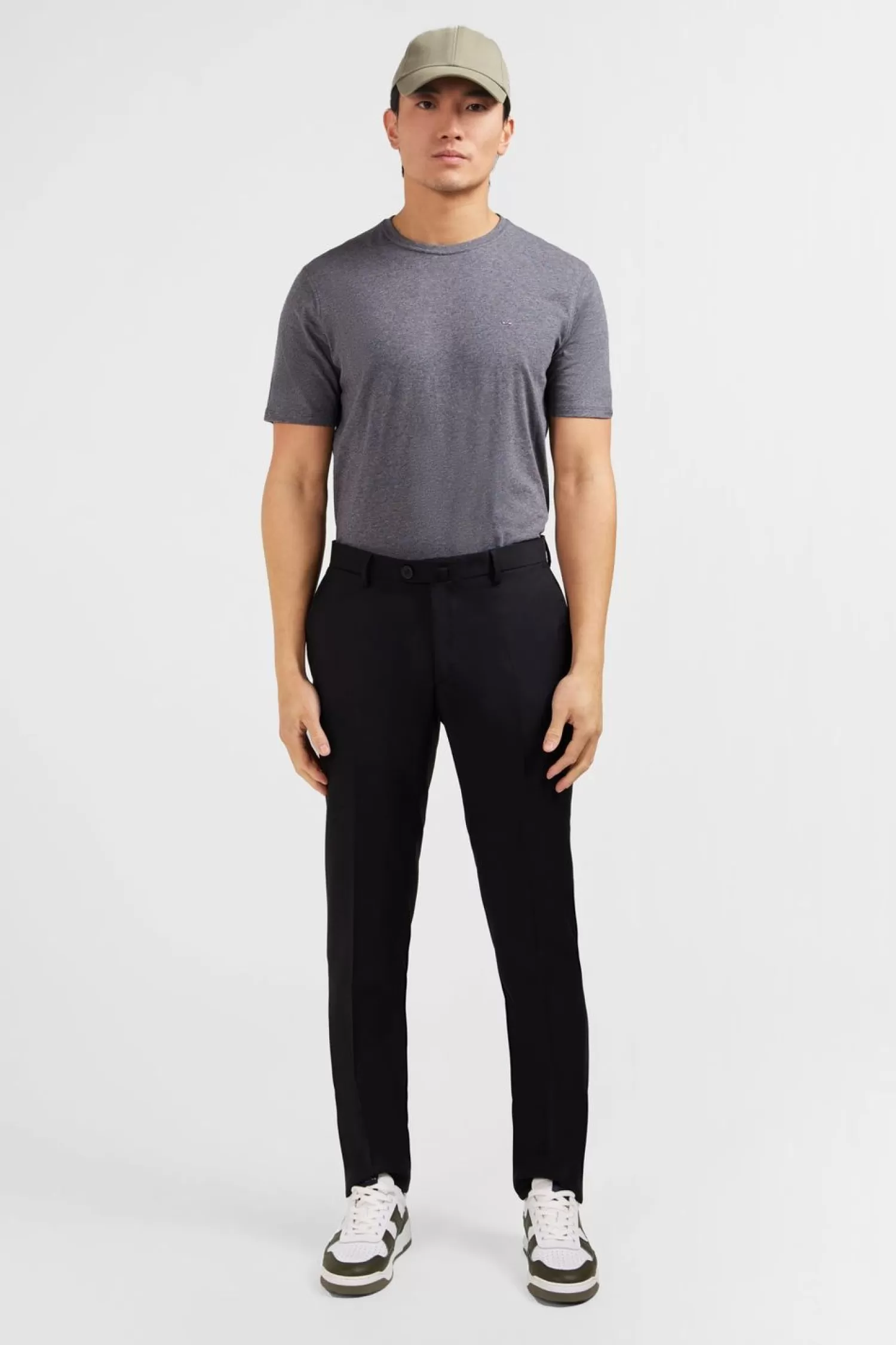 Eden Park Pantalon Slim Noir En Laine A Plis Casses-Homme Pantalons