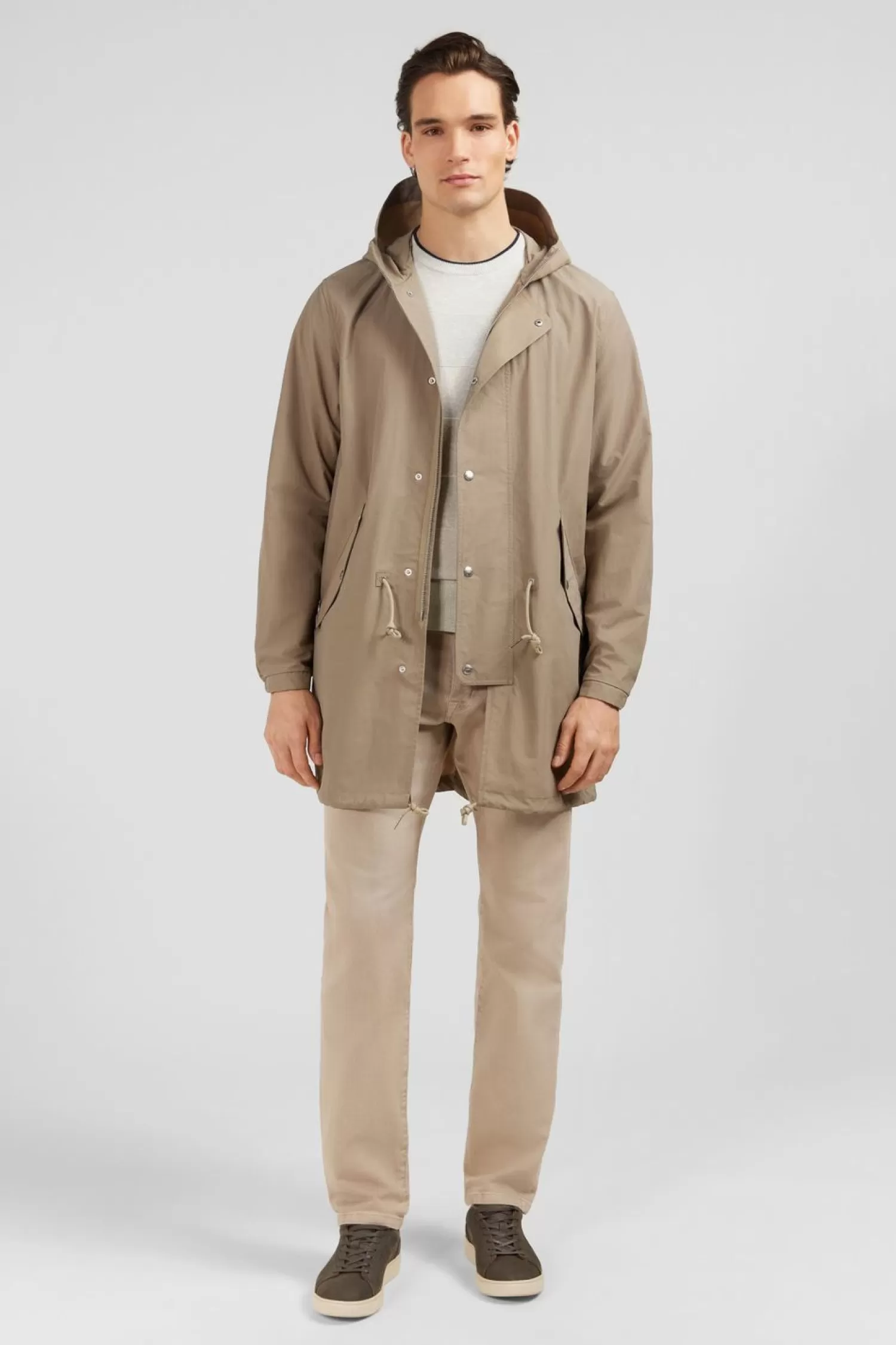 Eden Park Parka A Capuche En Toile De Coton Melange Beige-Homme Manteaux Et Vestes