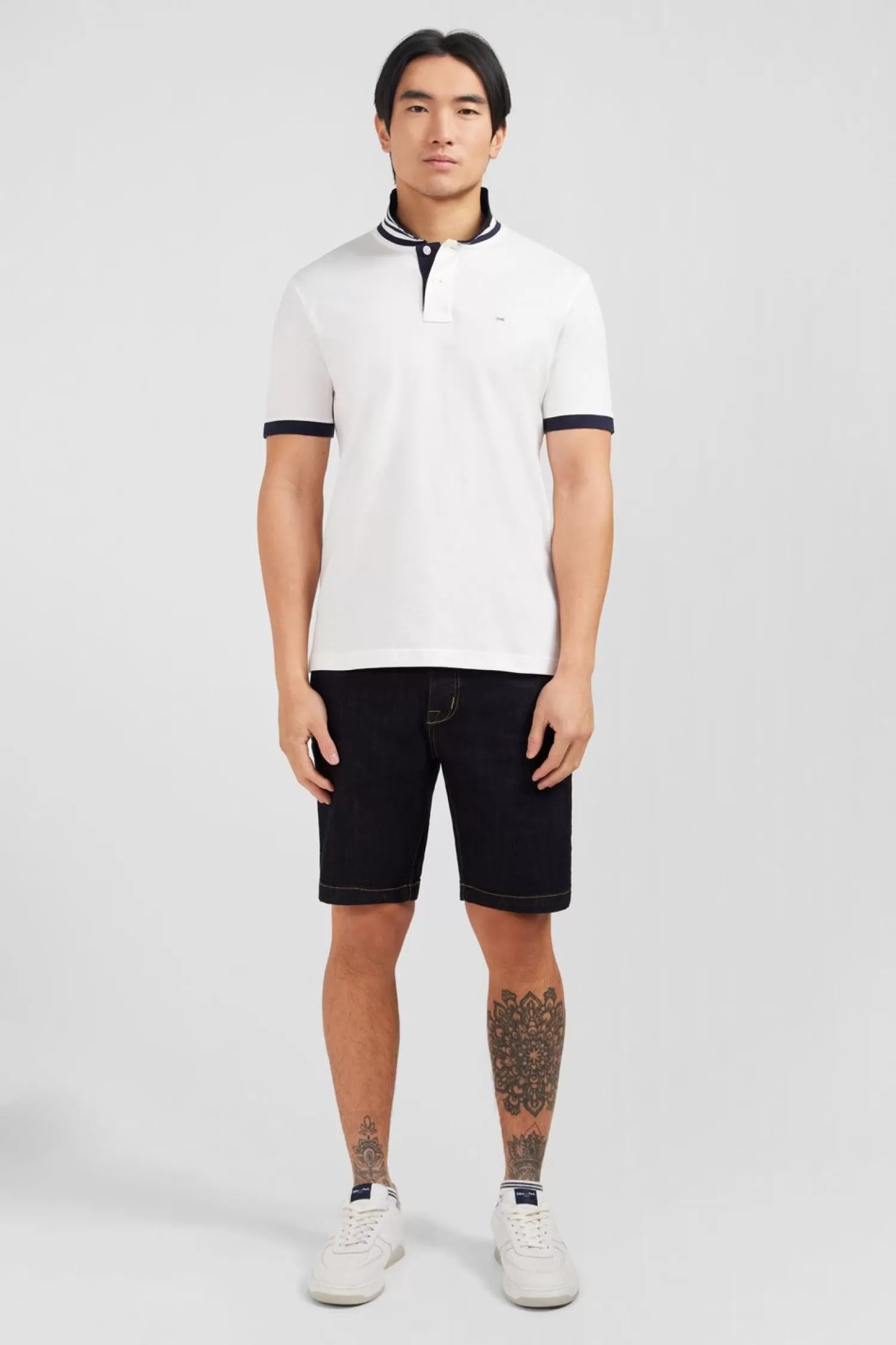 Eden Park Polo Blanc En Coton Pima Avec Details Contrastes-Homme Polos