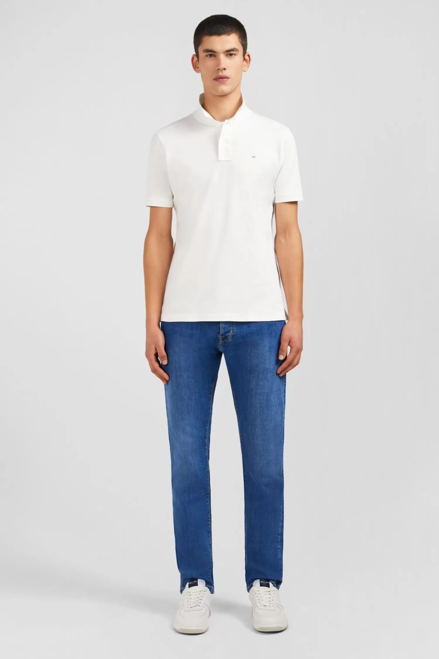 Eden Park Polo Blanc En Coton Pima Stretch-Homme Polos