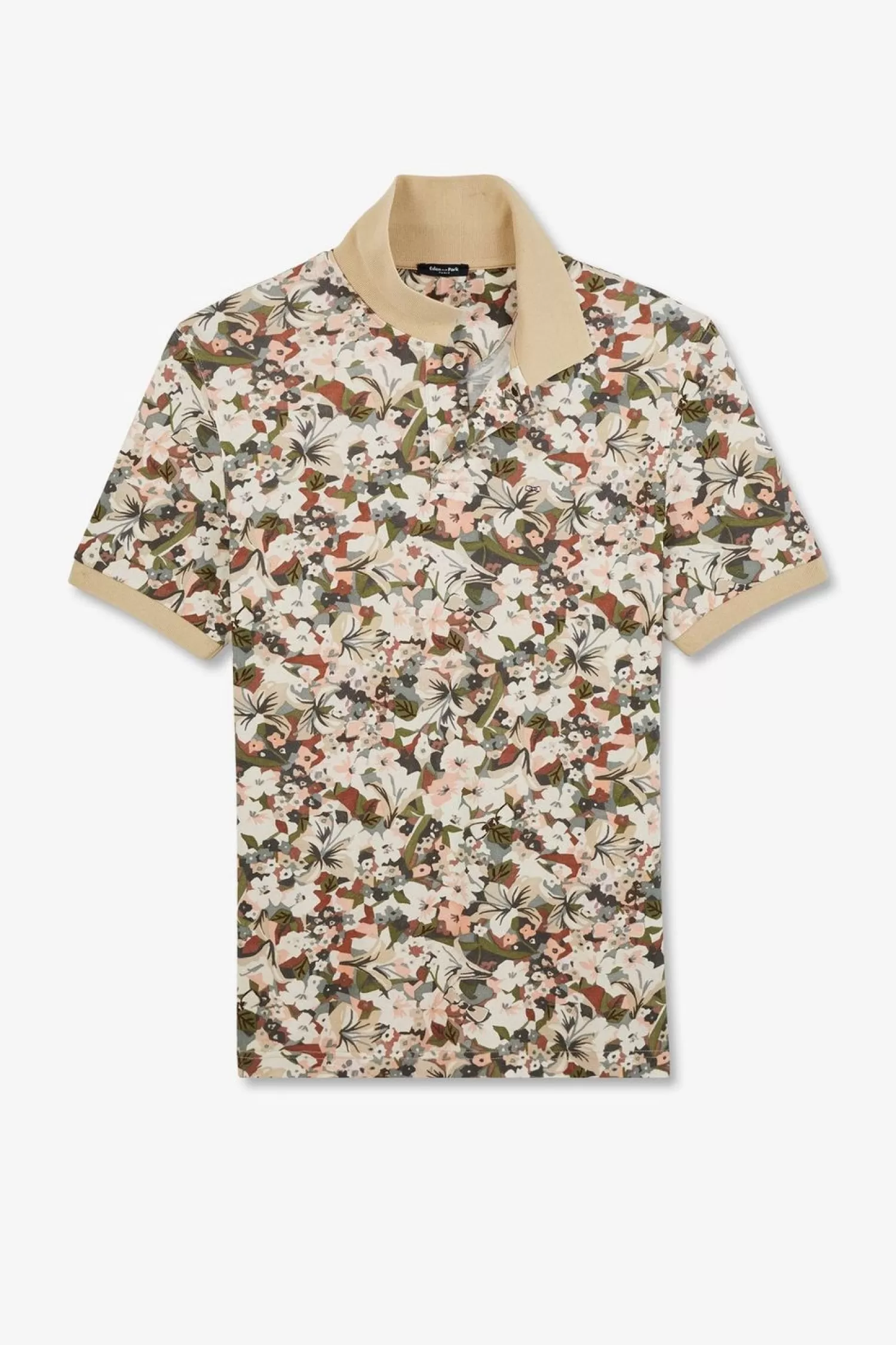 Eden Park Polo Blanc Imprime Fleurs A Manches Courtes-Homme Polos