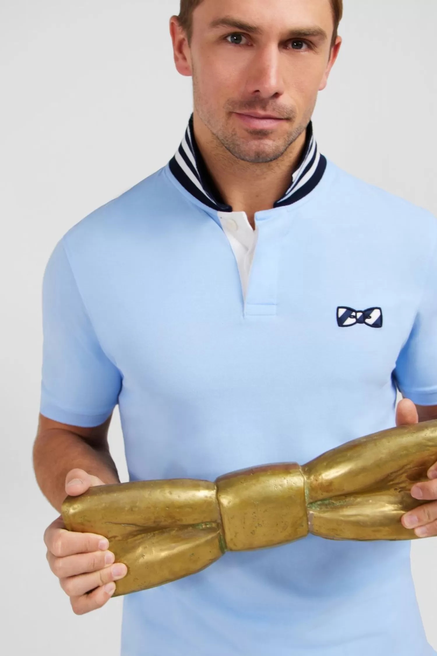 Eden Park Polo Bleu Clair A Manches Courtes-Homme Polos