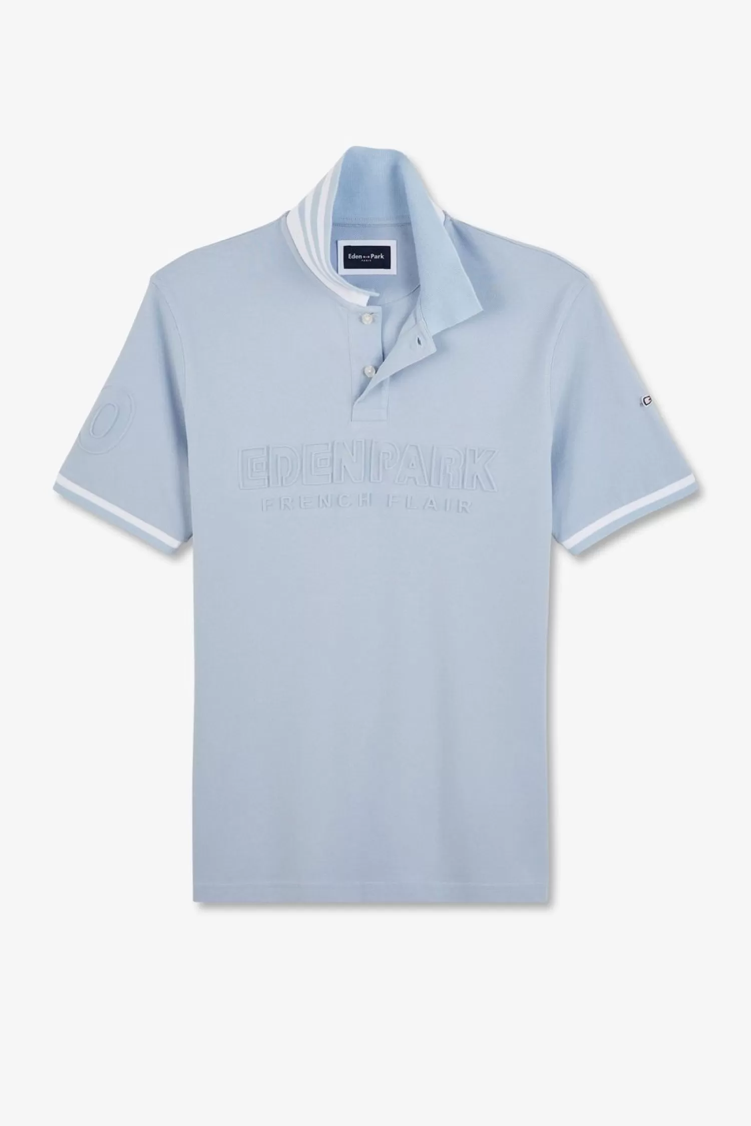 Eden Park Polo Bleu Clair Manches Courtes Uni-Homme Polos