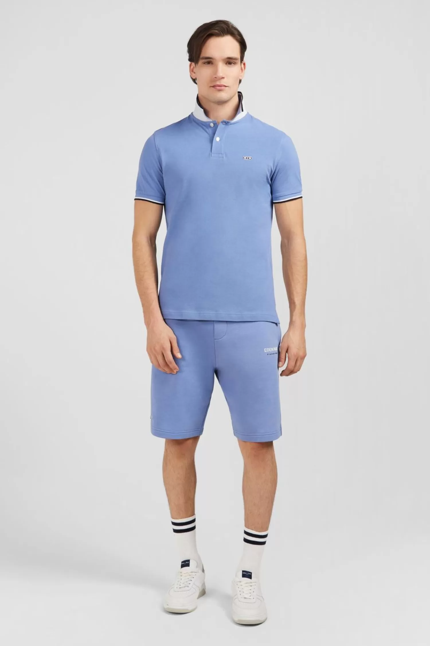 Eden Park Polo Bleu Clair Manches Courtes Uni-Homme Polos