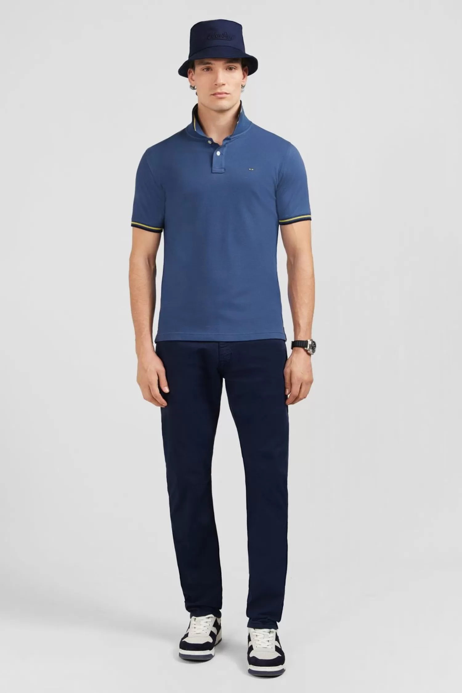 Eden Park Polo Bleu En Coton Pima-Homme Polos