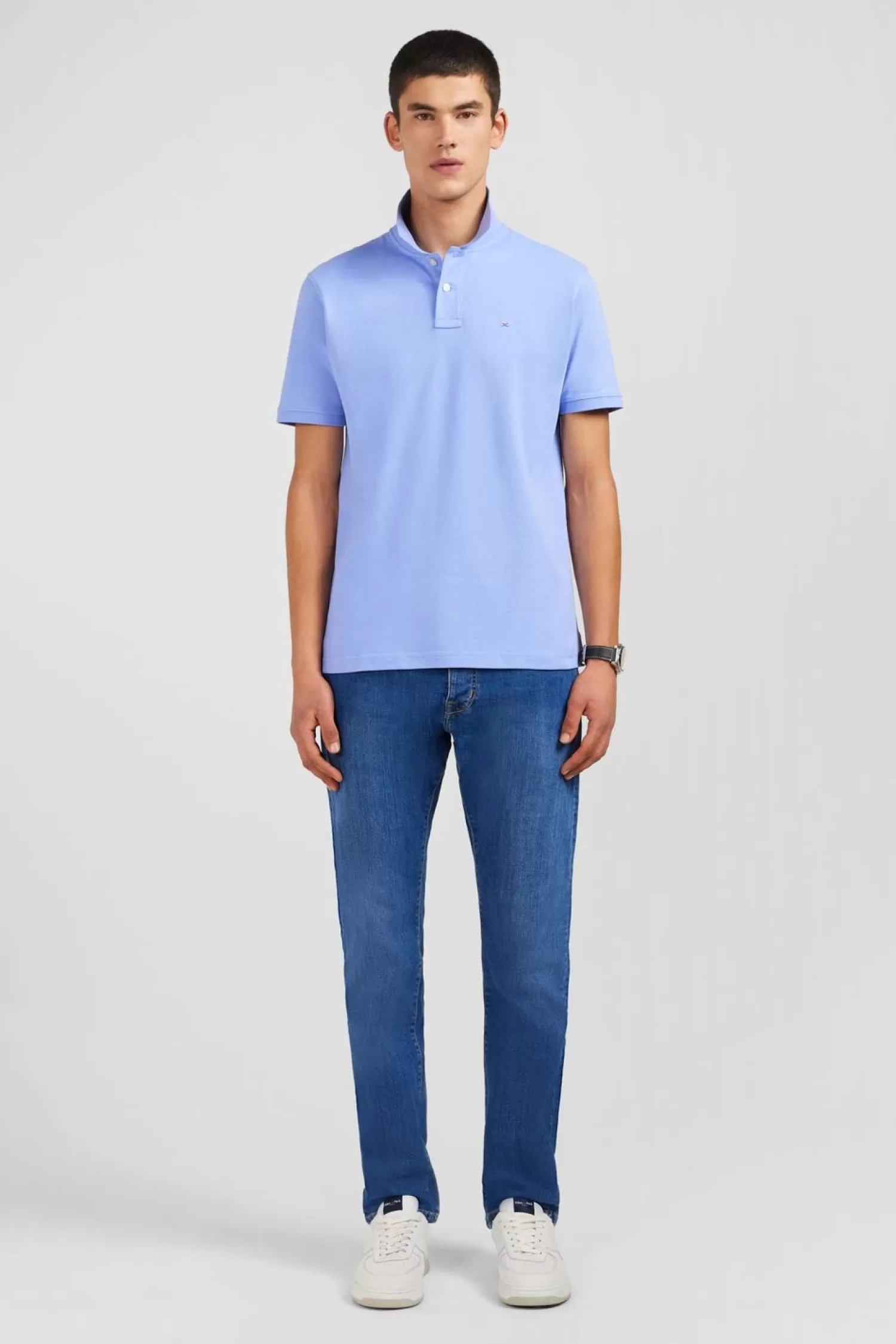 Eden Park Polo Bleu En Coton Pima Stretch-Homme Polos