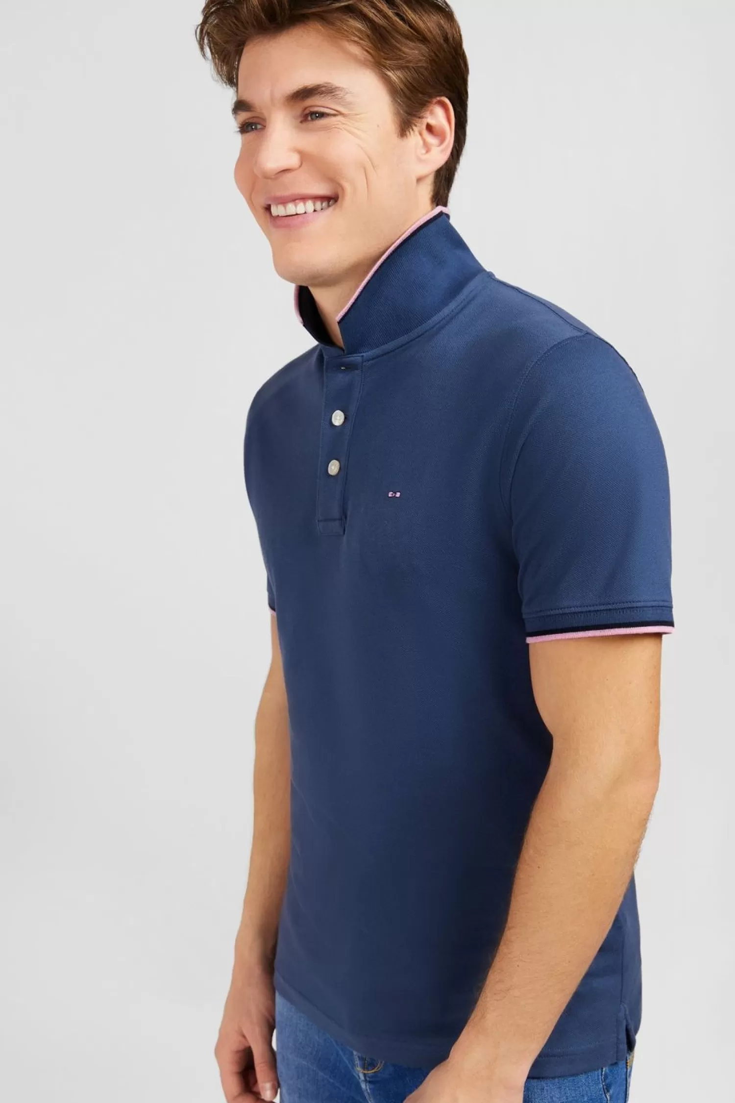 Eden Park Polo Bleu Fonce En Coton Pima-Homme Polos