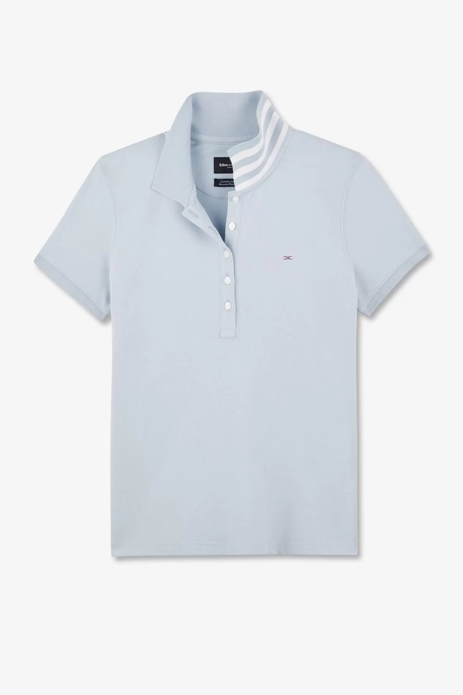 Eden Park Polo Bleu Manches Courtes En Coton Pima-Femme Polos