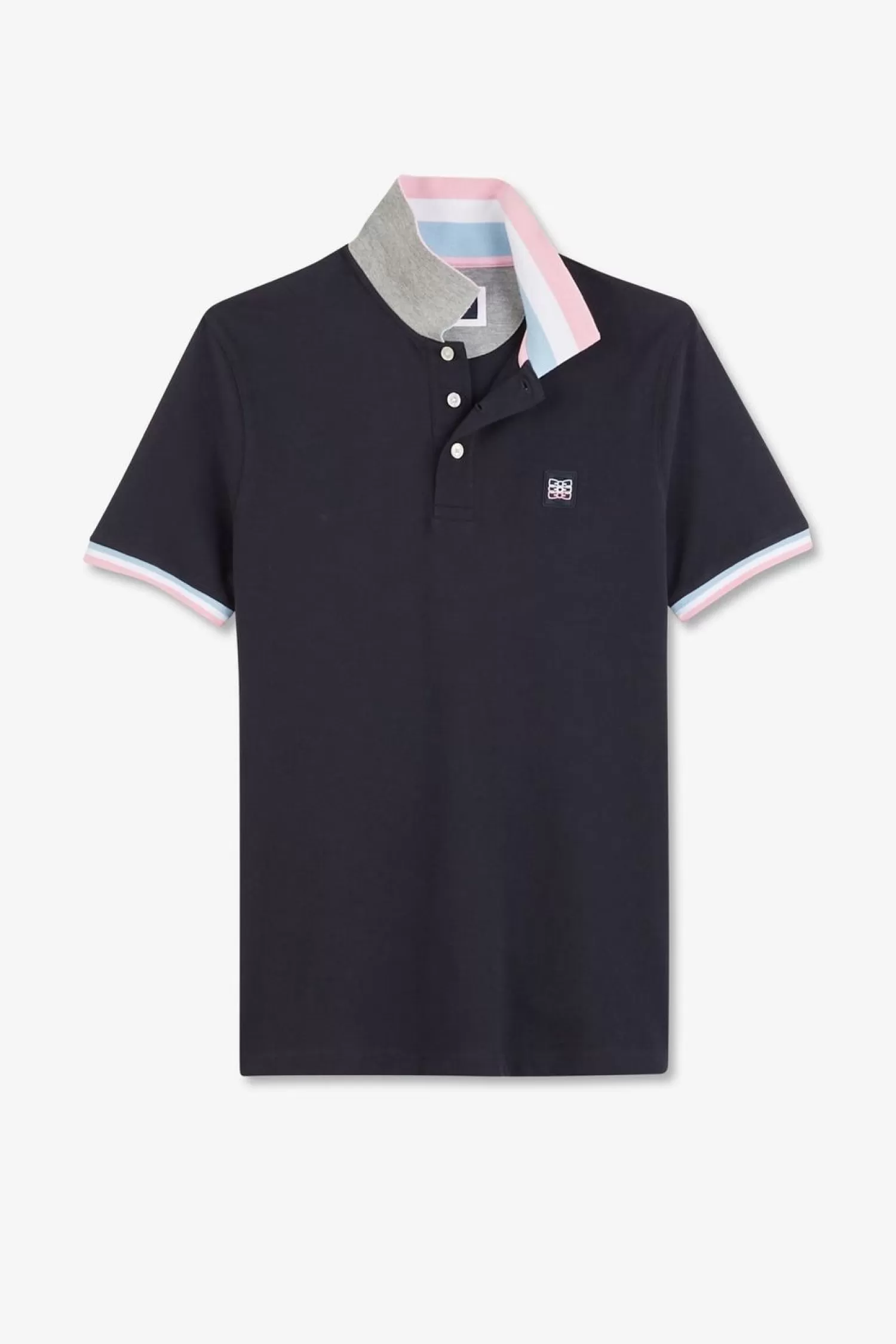 Eden Park Polo Bleu Marine A Details Tricolores-Homme Polos