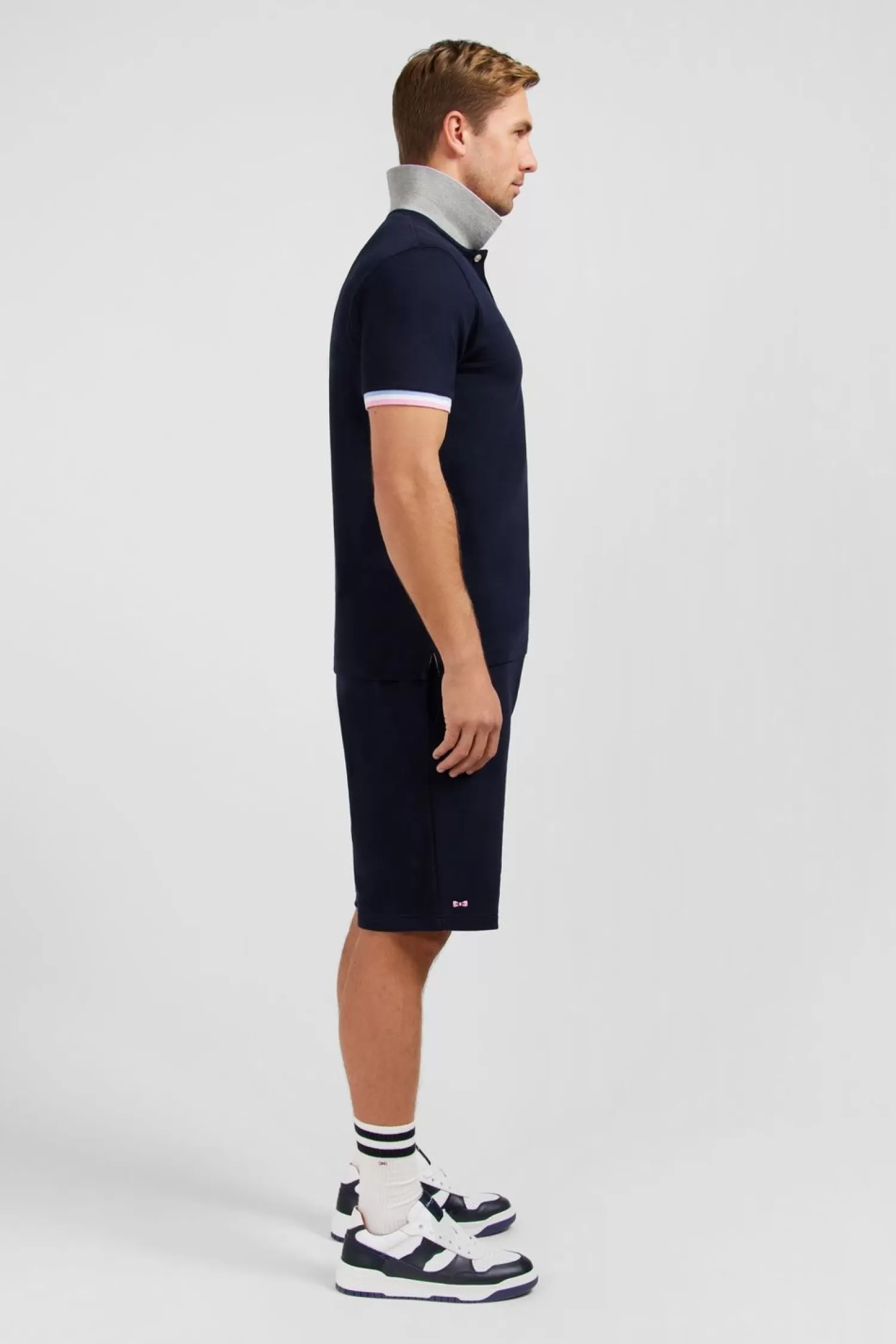 Eden Park Polo Bleu Marine A Details Tricolores-Homme Polos