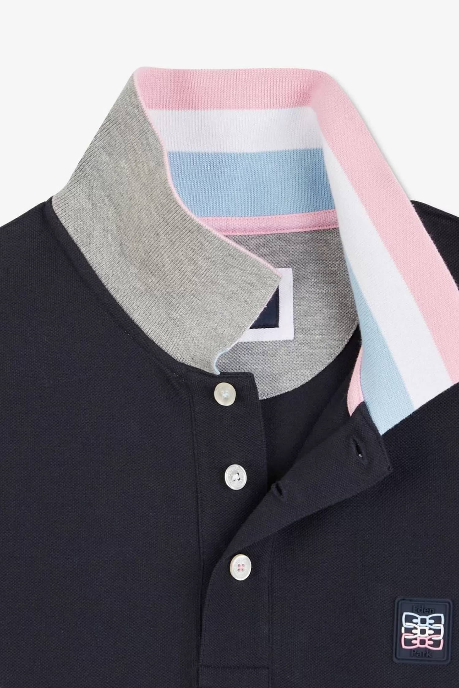 Eden Park Polo Bleu Marine A Details Tricolores-Homme Polos
