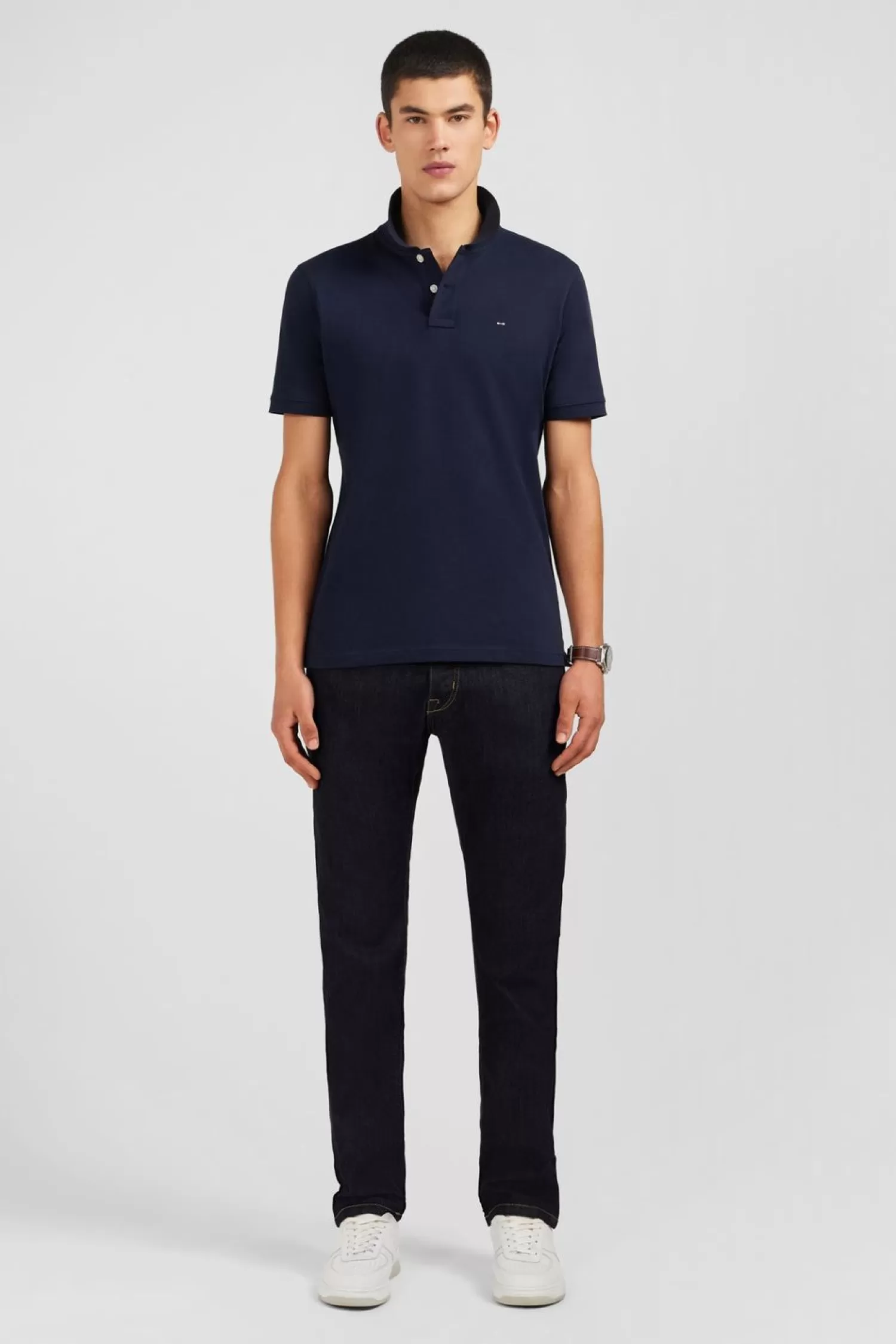 Eden Park Polo Bleu Marine En Coton Pima Stretch-Homme Polos